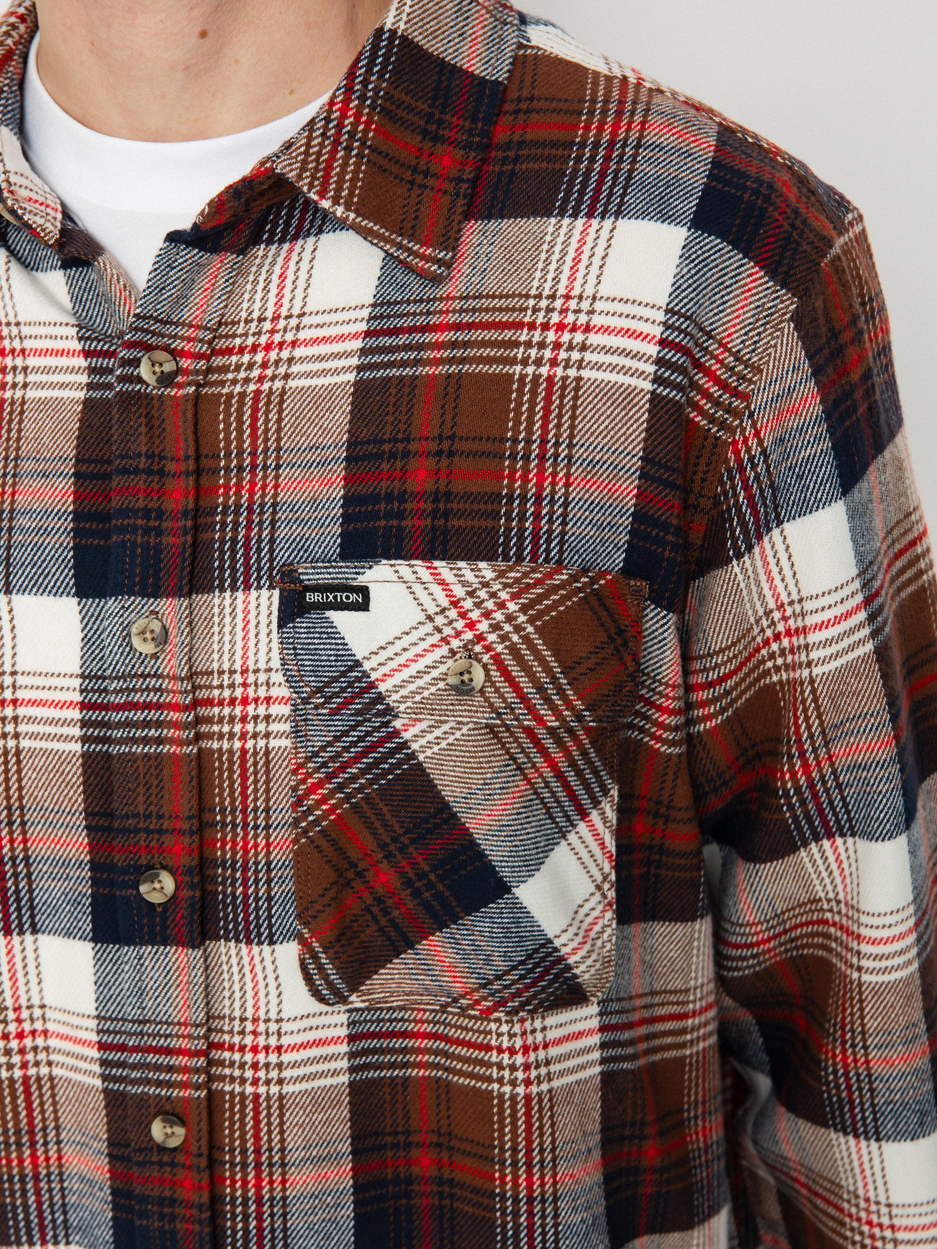 Brixton Bowery Flannel Ls Ing (washed navy/sepia/off white)