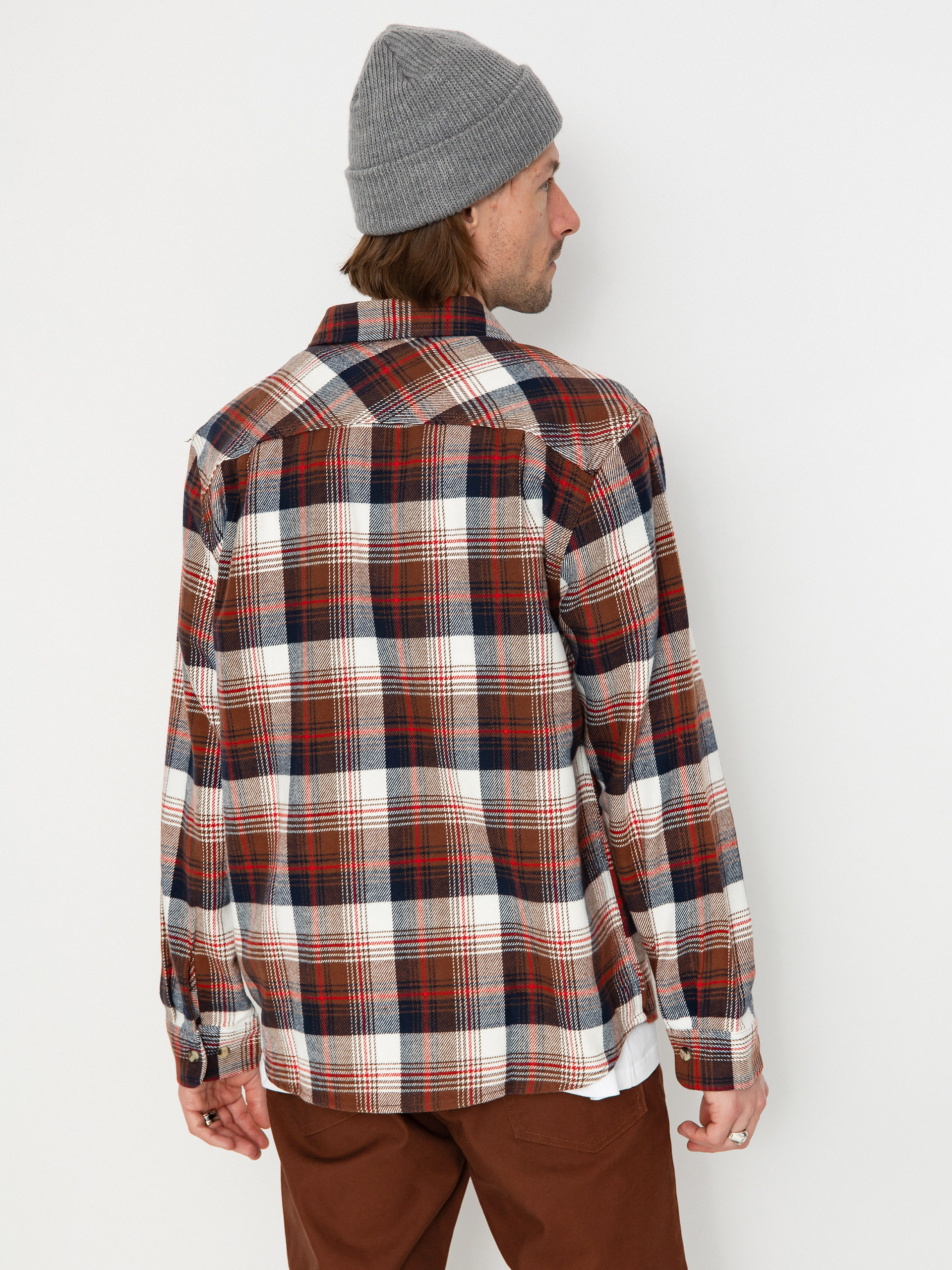 Brixton Bowery Flannel Ls Ing (washed navy/sepia/off white)