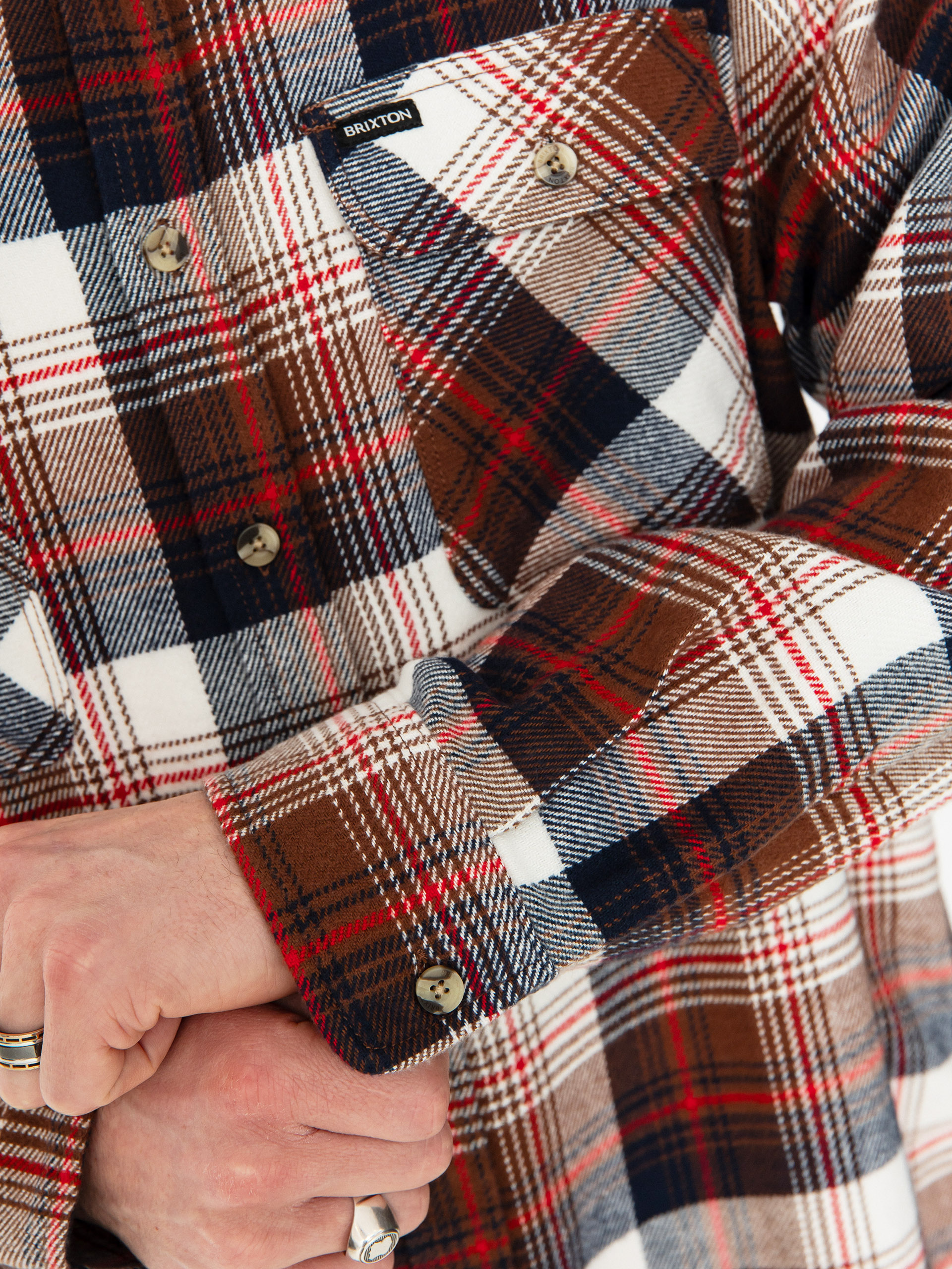 Brixton Bowery Flannel Ls Ing (washed navy/sepia/off white)