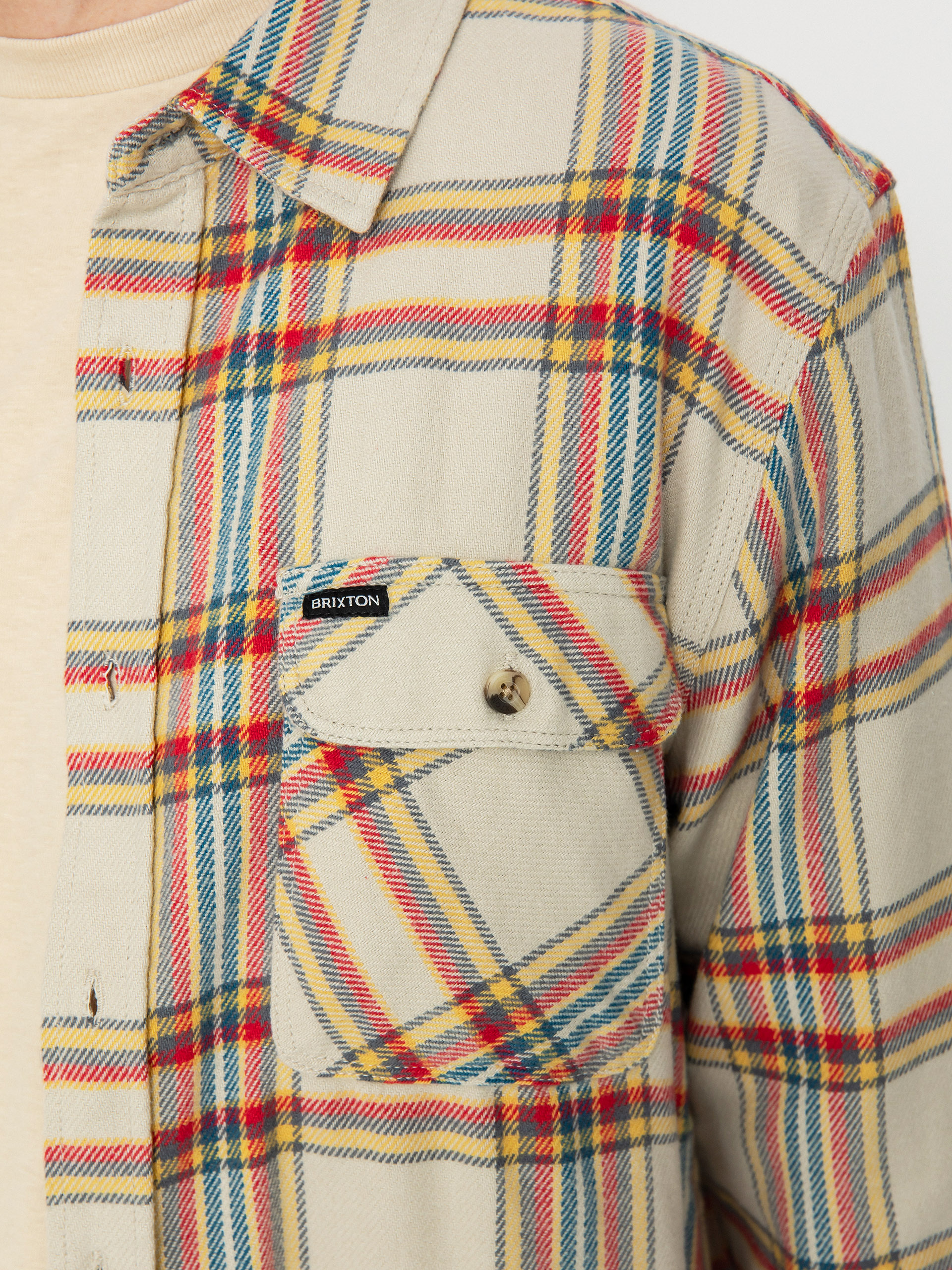 Brixton Bowery Flannel Ls Ing (white smoke/yellow/casa red)