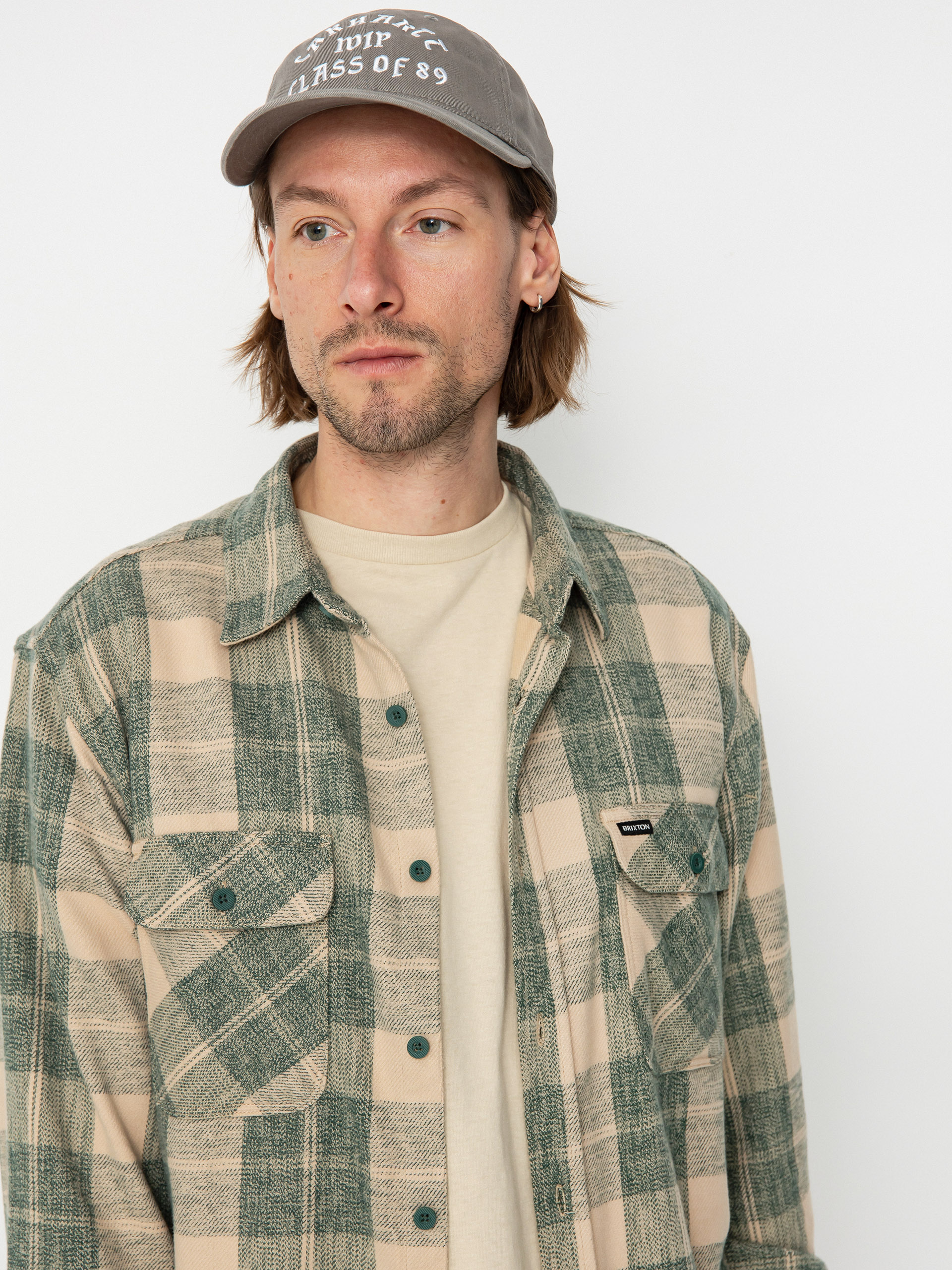 Brixton Bowery Stretch Wr Flannel Ing (trekking green/oatmilk)