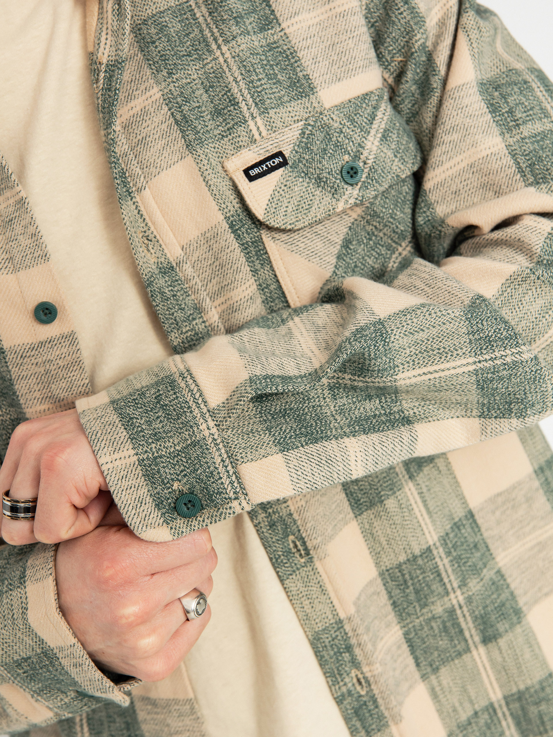 Brixton Bowery Stretch Wr Flannel Ing (trekking green/oatmilk)