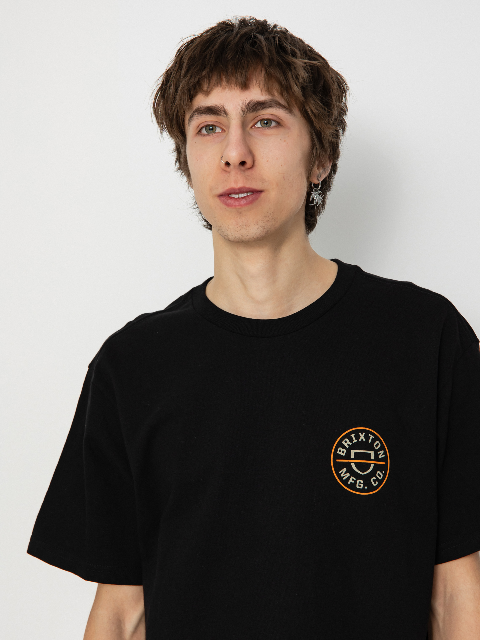 Brixton Crest II Stt Póló (black/persimmon orange/sand)