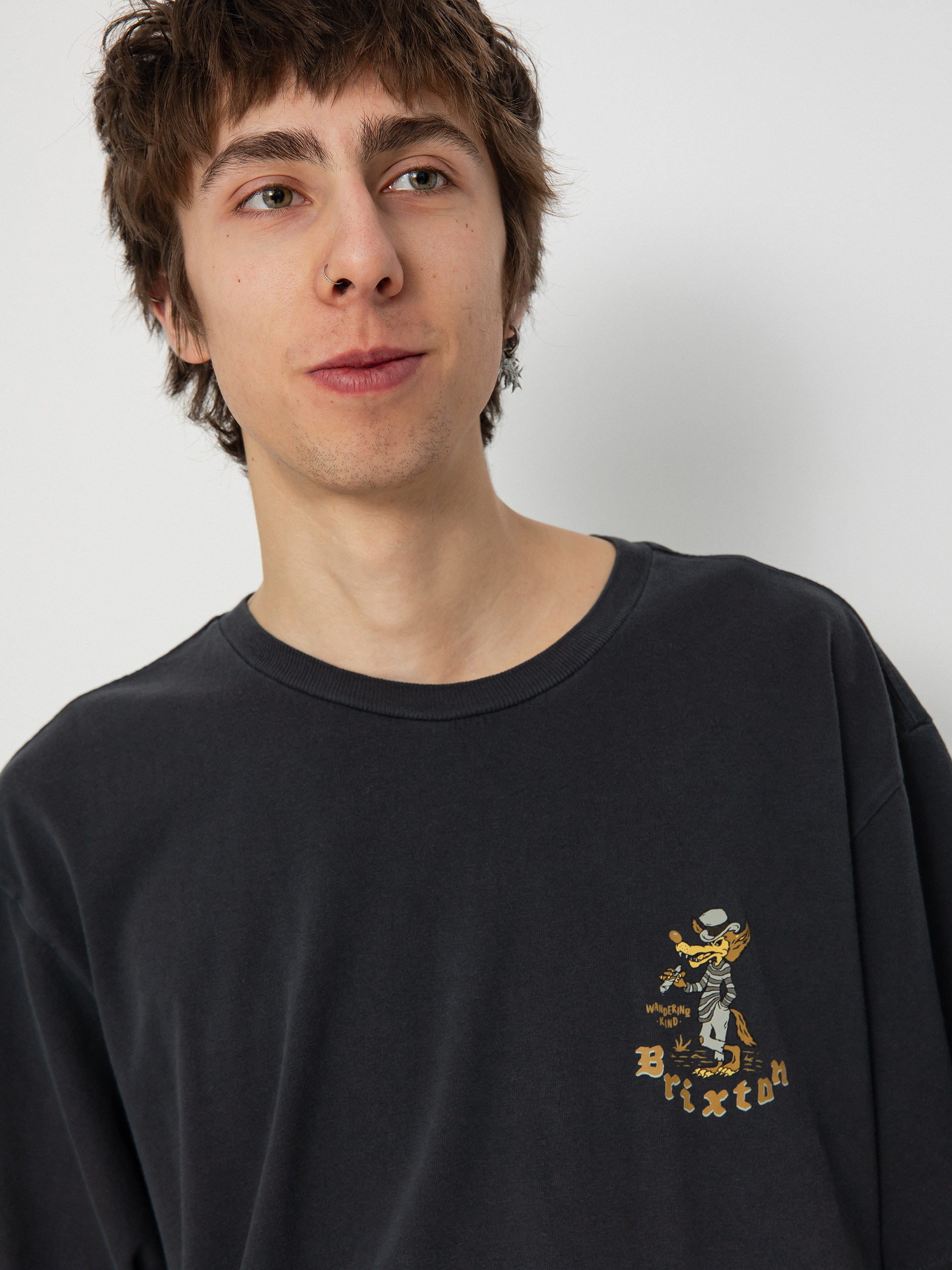 Brixton Oakwood Stt Póló (black worn wash)