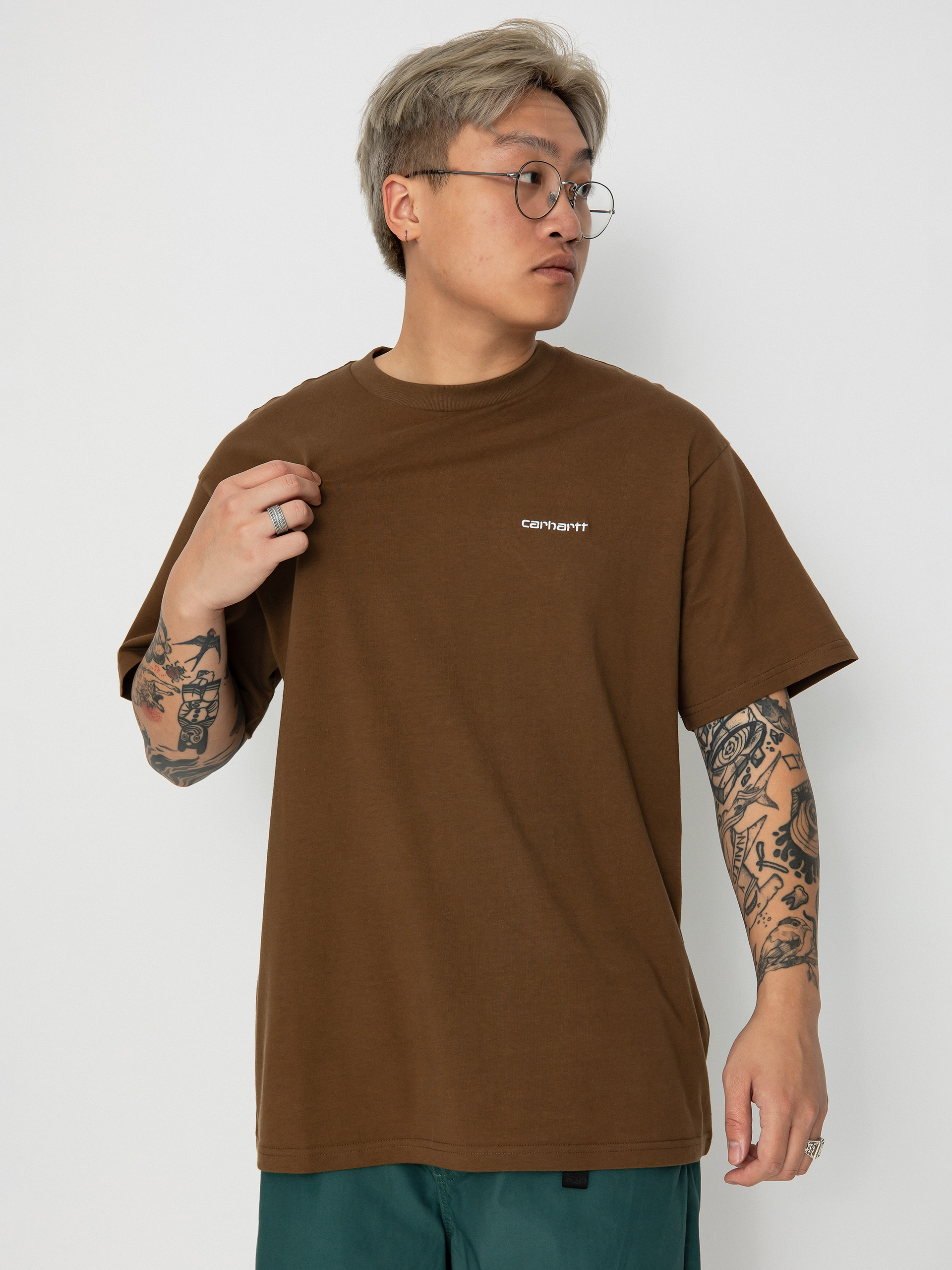 Carhartt WIP Script Embroidery Póló (lumber/white)