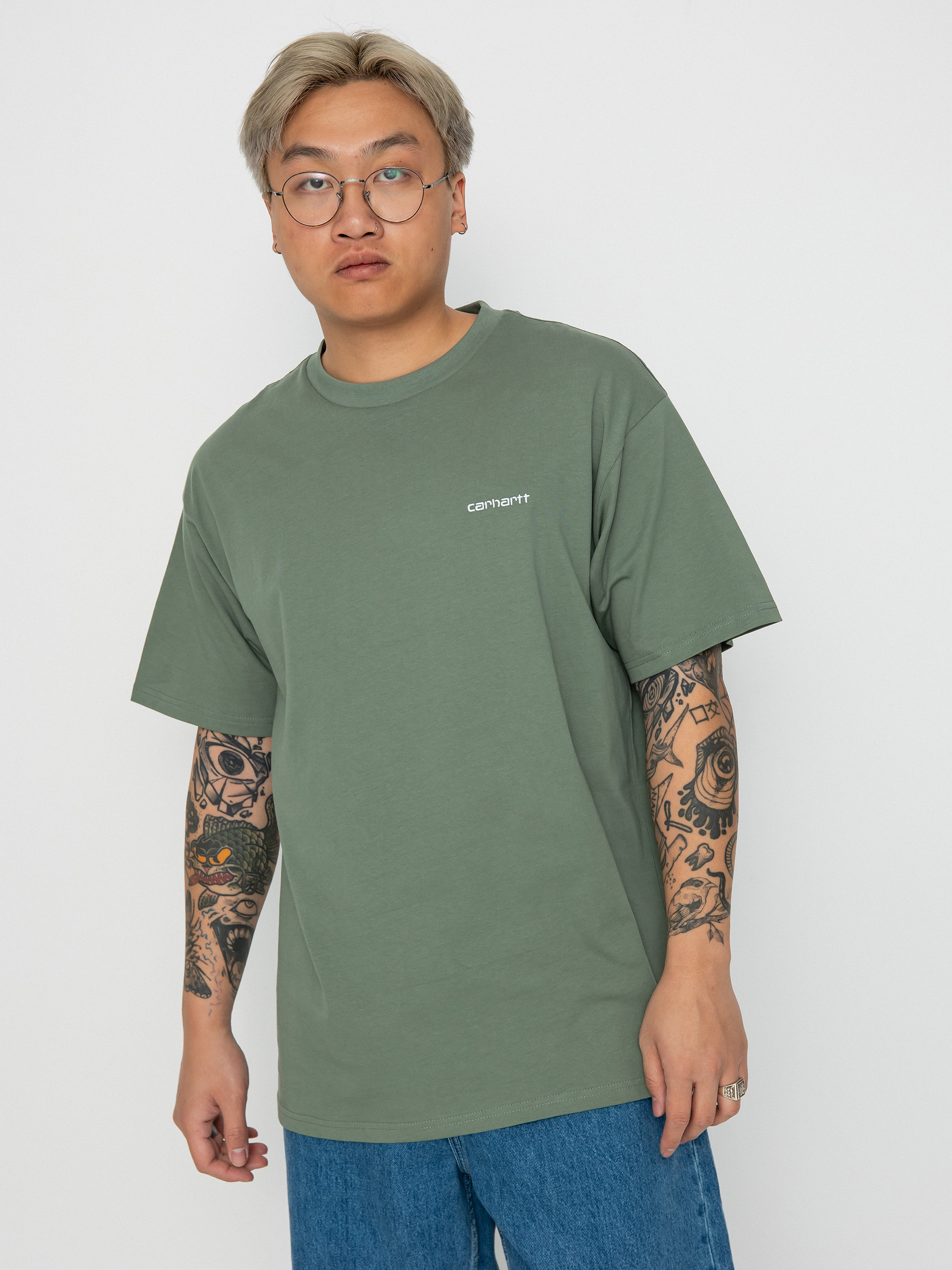 Carhartt WIP Script Embroidery Póló (park/white)