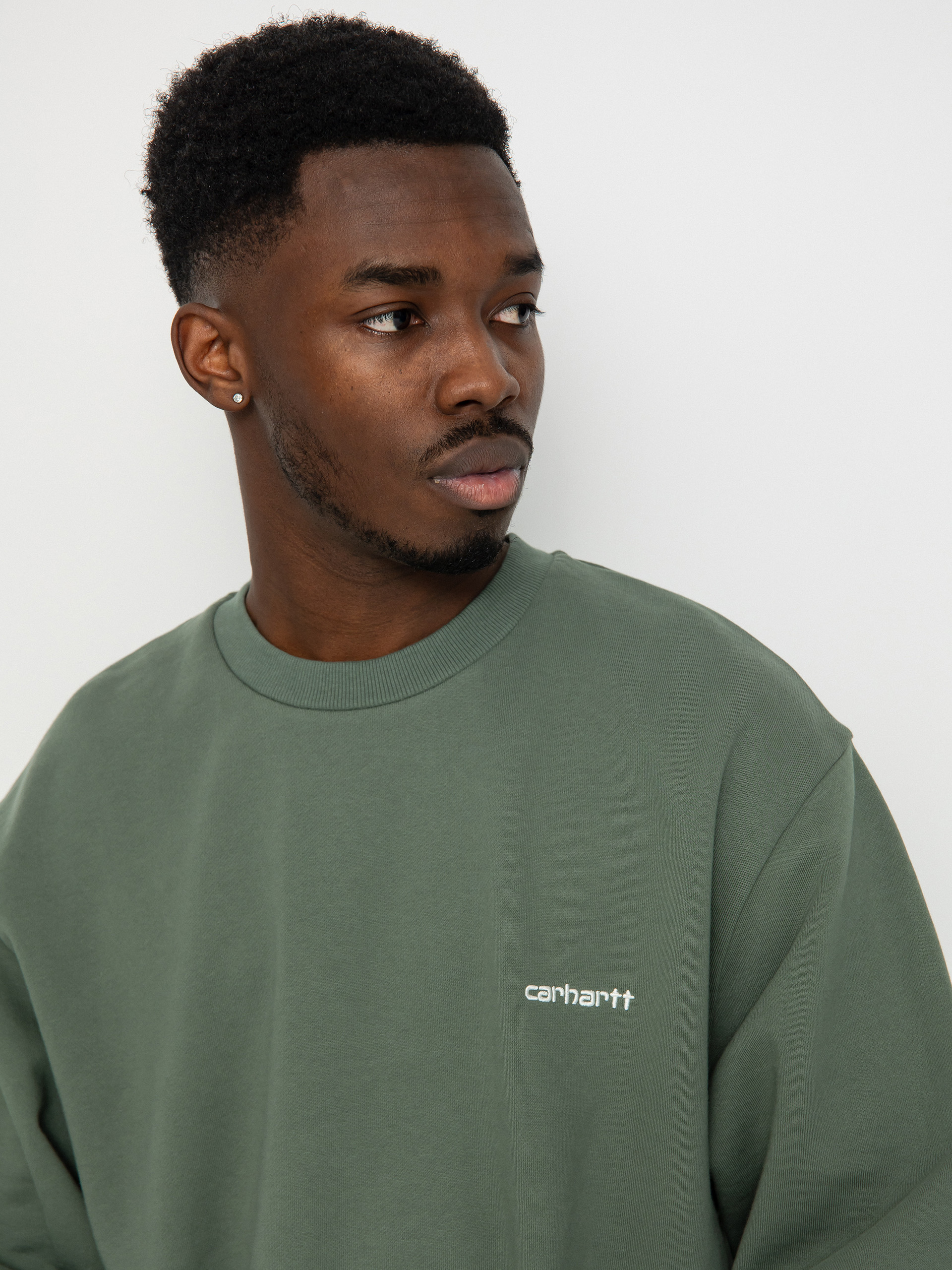 Carhartt WIP Script Embroidery Pulóver (park/white)