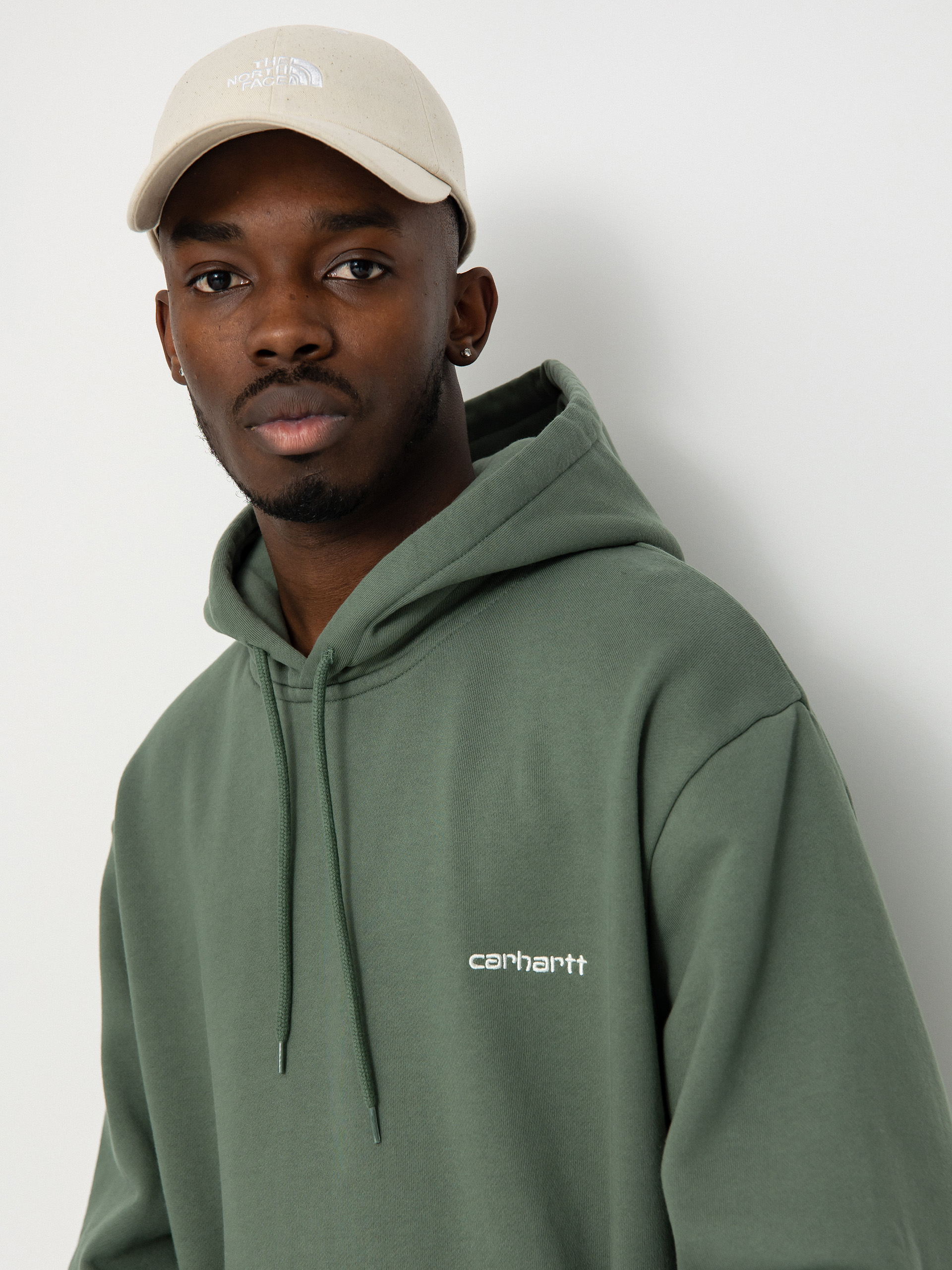 Carhartt WIP Script Embroidery HD Kapucnis pulóver (park/white)