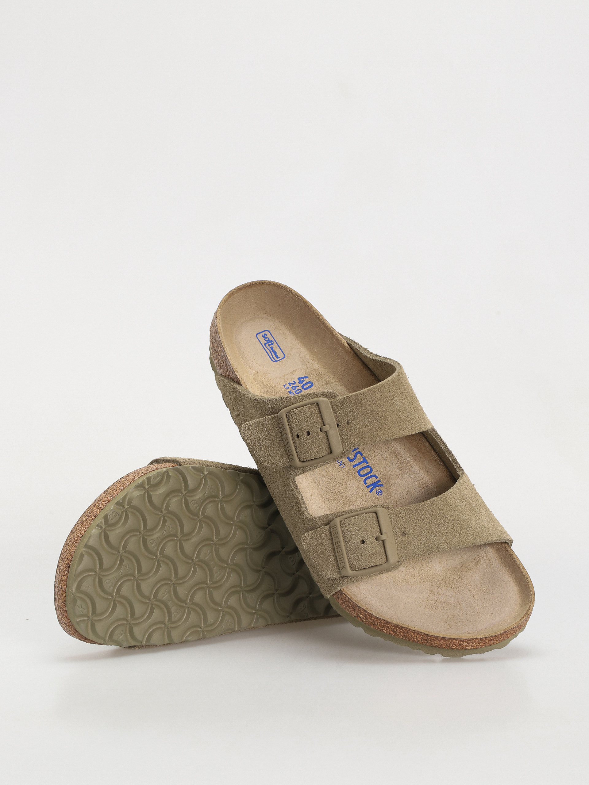 Flip-flop papucsok Birkenstock Arizona Suede Leather Regular (faded khaki)