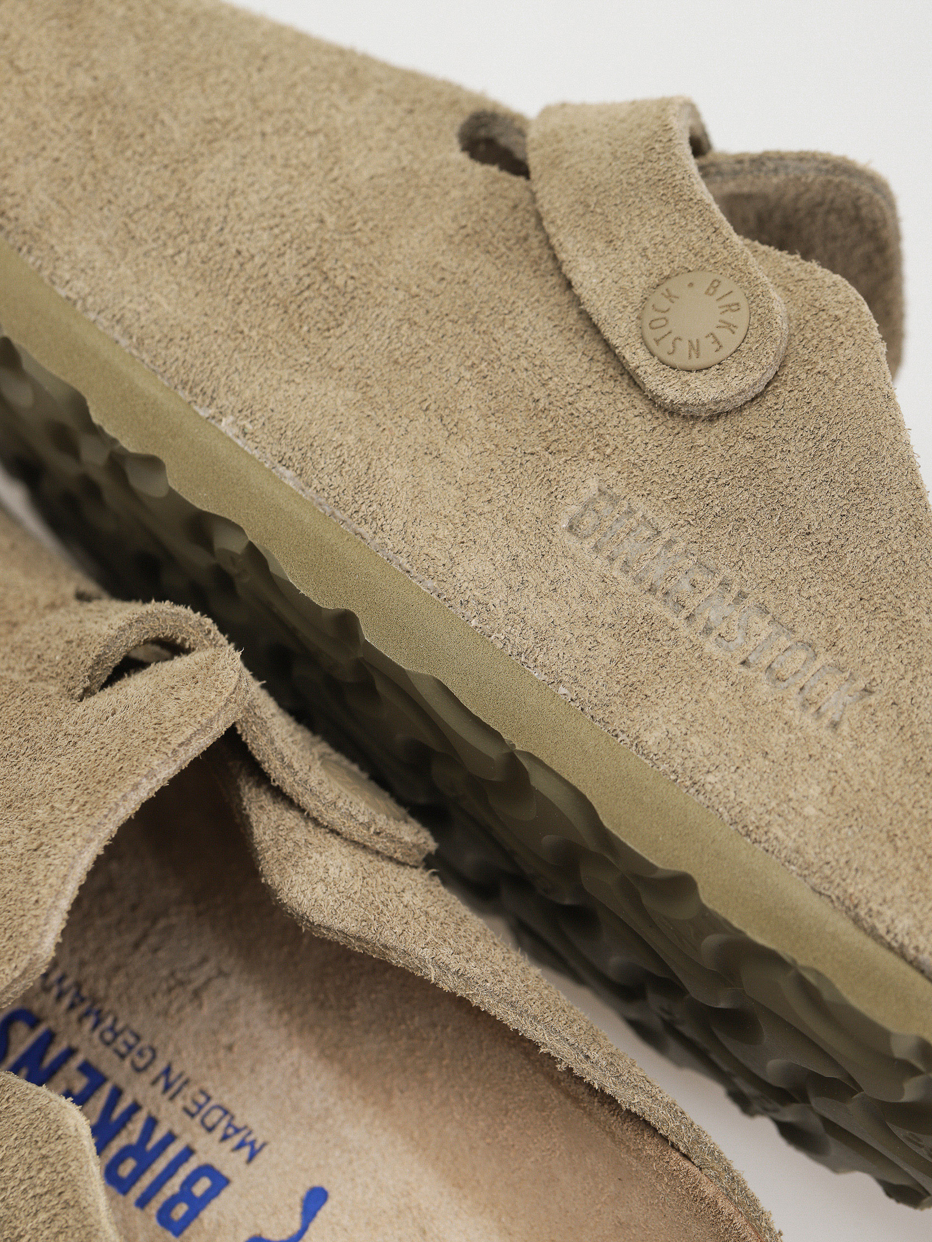 Flip-flop papucsok Birkenstock Boston Suede Leather Narrow Wmn (faded khaki)