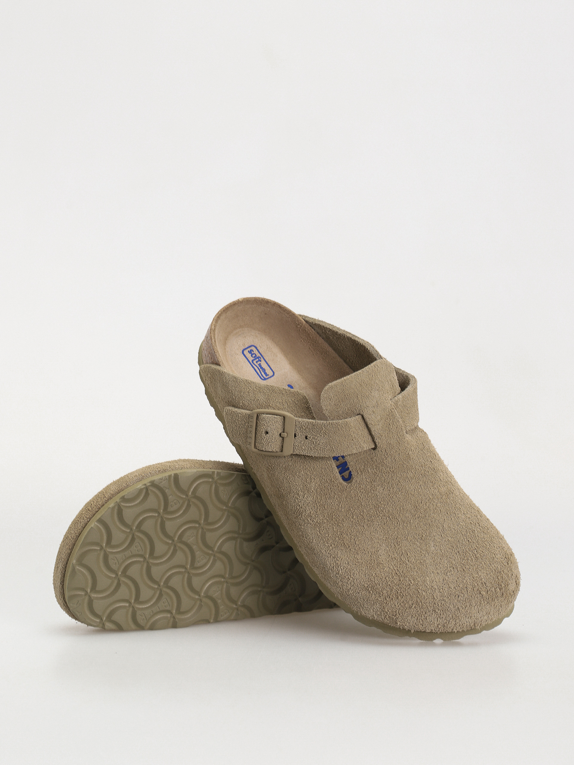 Flip-flop papucsok Birkenstock Boston Suede Leather Narrow Wmn (faded khaki)