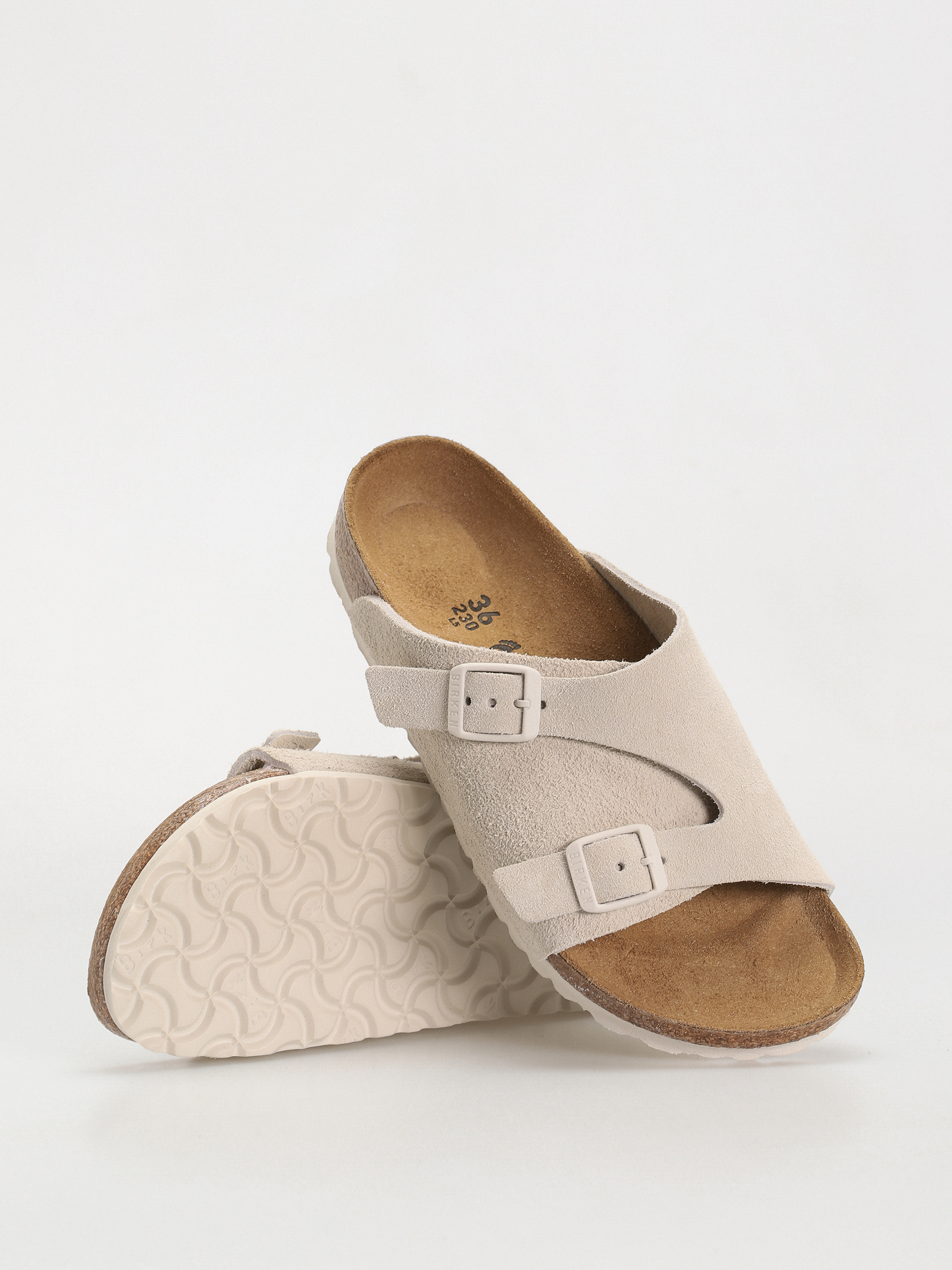 Flip-flop papucsok Birkenstock Zurich Suede Leather Narrow Wmn (antique white)
