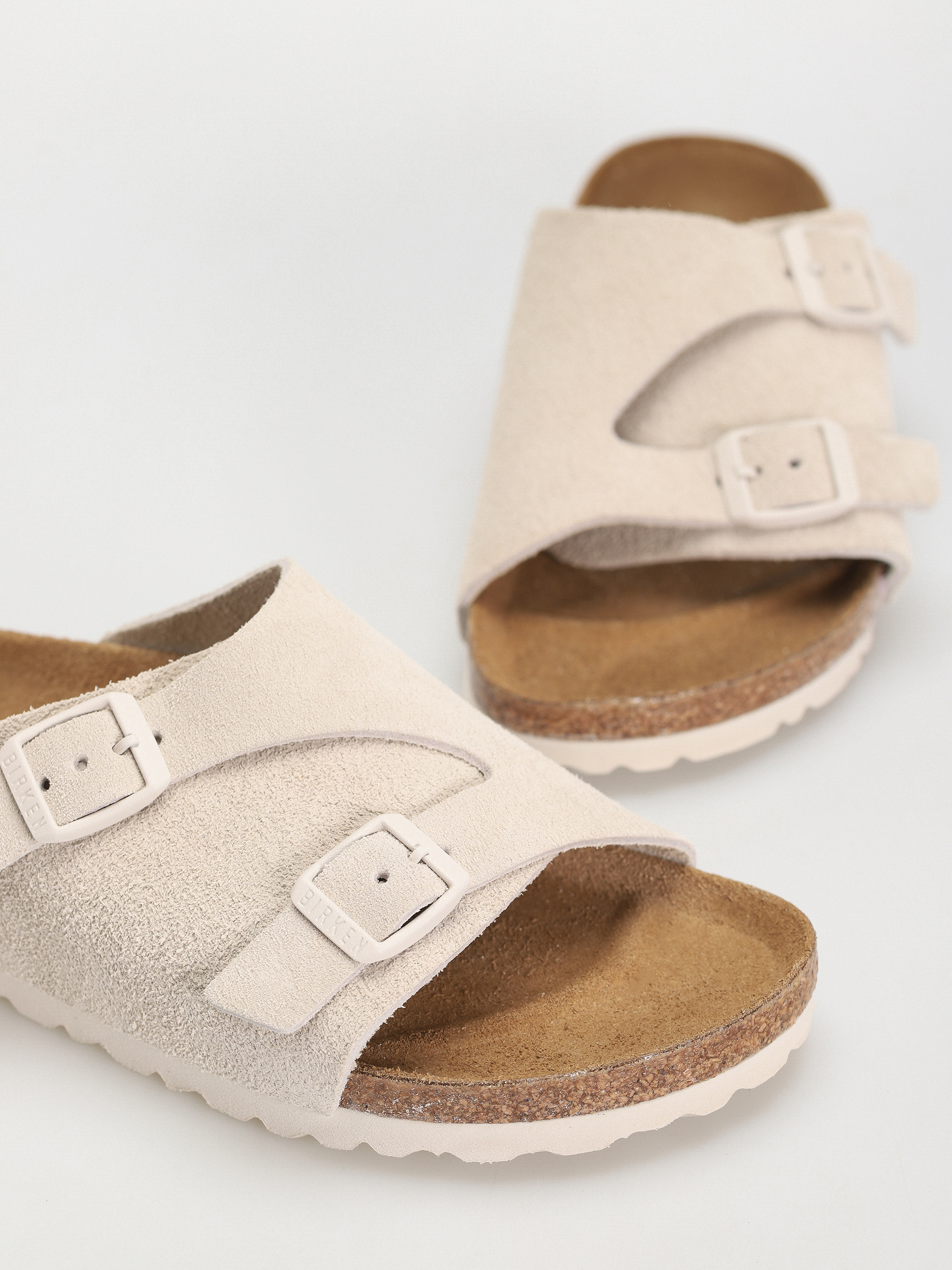 Flip-flop papucsok Birkenstock Zurich Suede Leather Narrow Wmn (antique white)