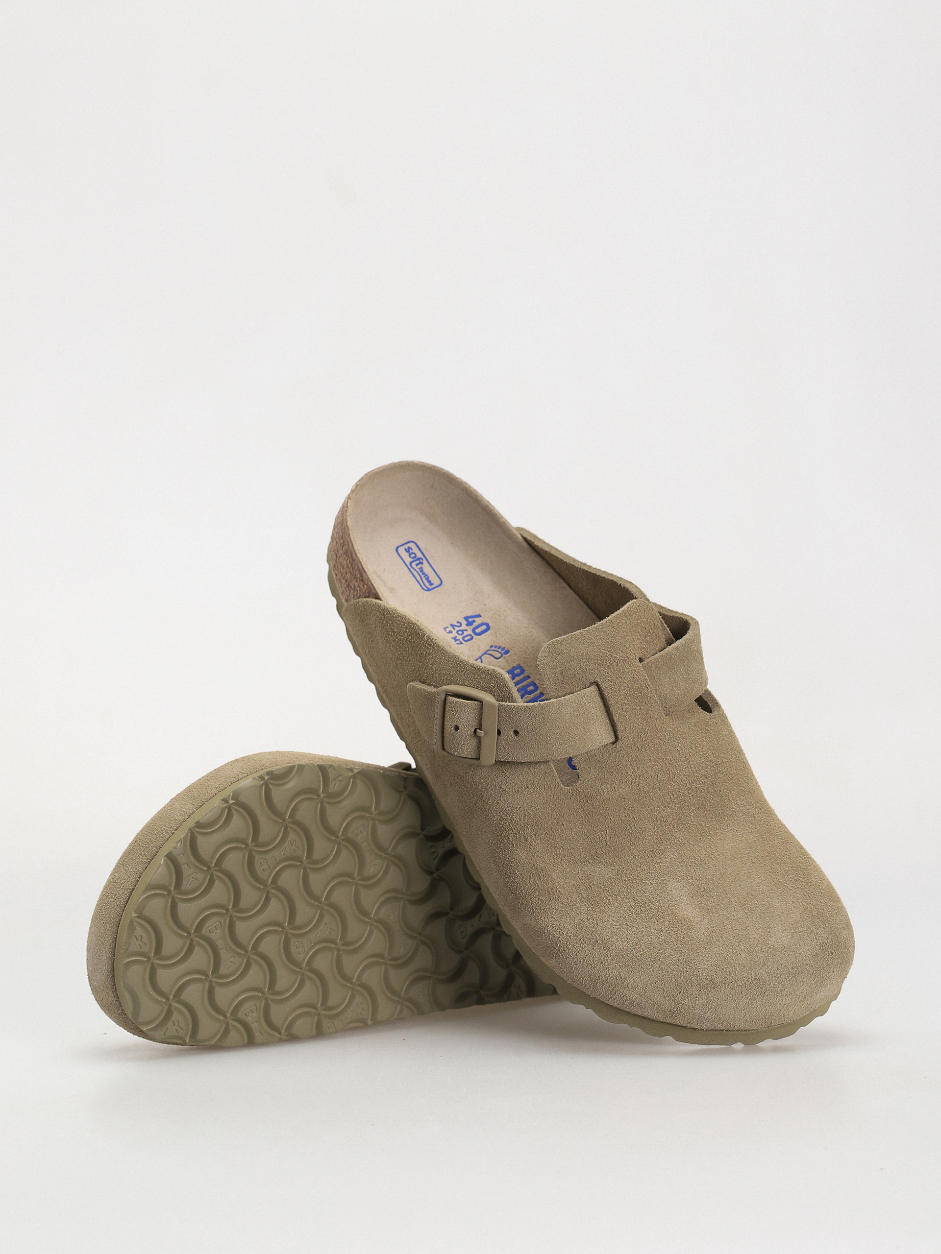 Flip-flop papucsok Birkenstock Boston Suede Leather Regular (faded khaki)
