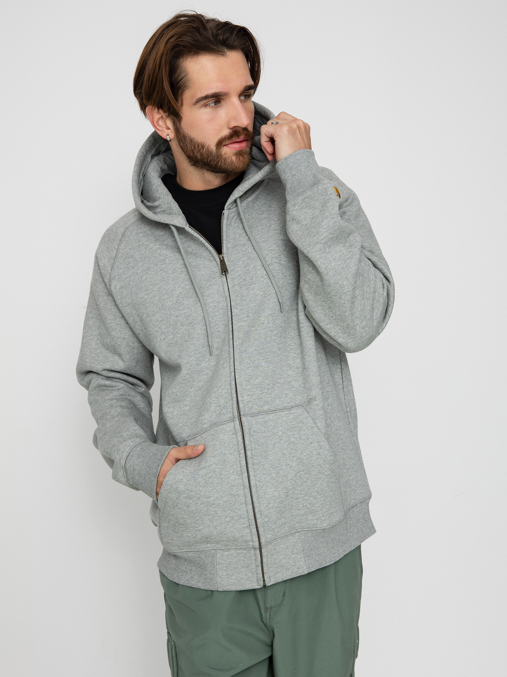 Kapucnis pulóver Carhartt WIP Chase ZHD (grey heather/gold)