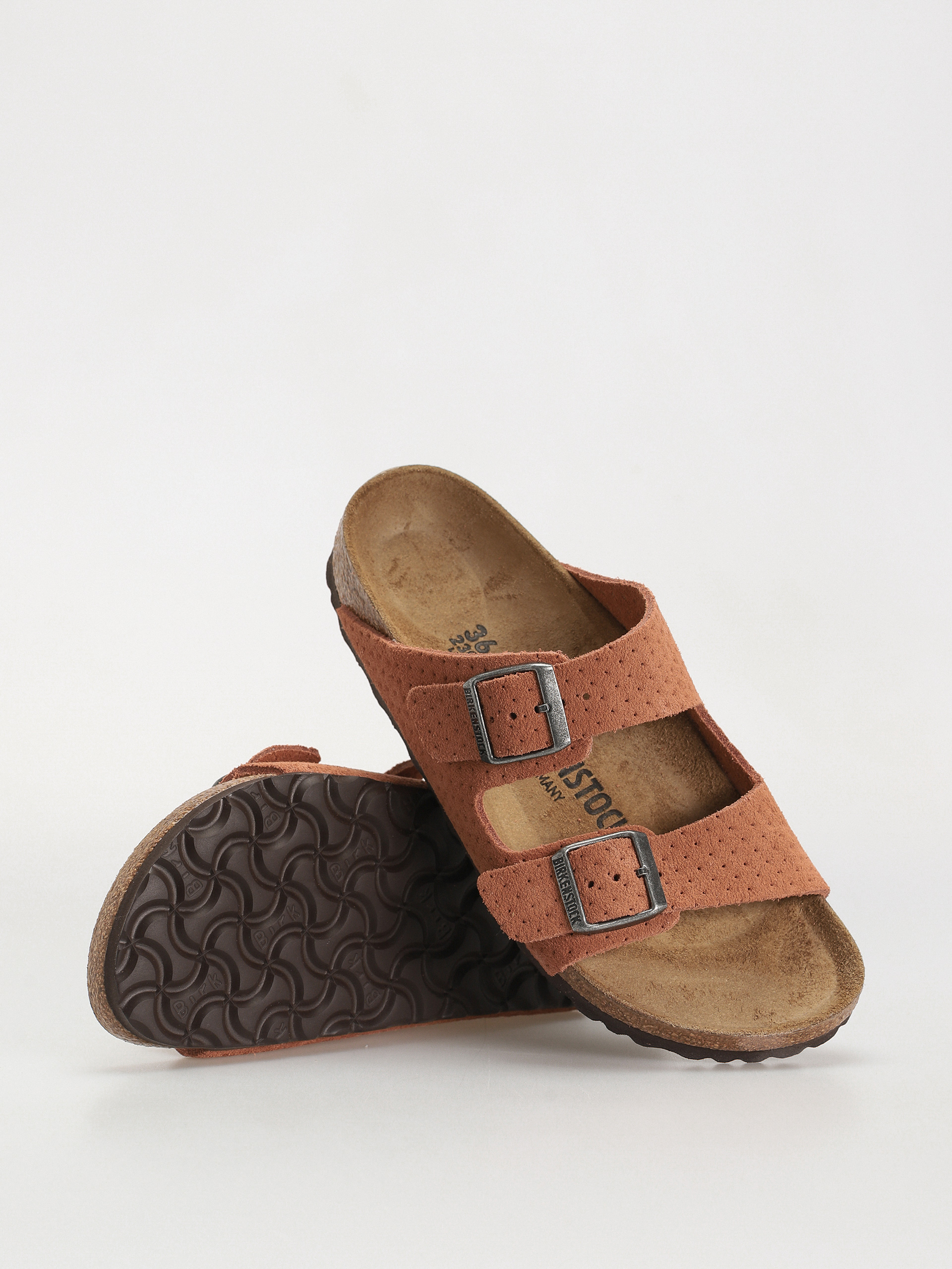 Birkenstock Arizona Suede Embossed Narrow Wmn Flip-flop papucsok (emboss dots burnt orange)