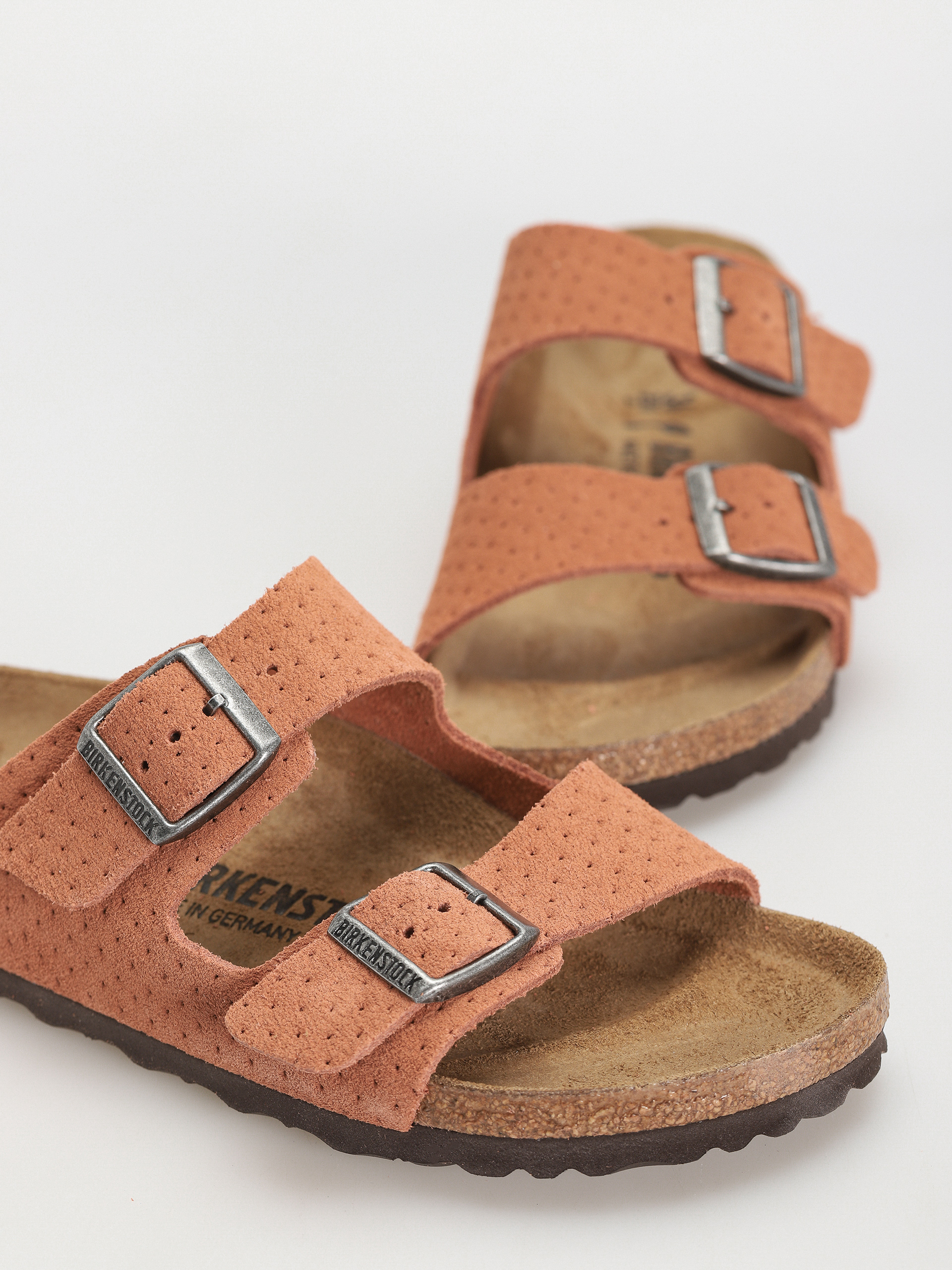 Birkenstock Arizona Suede Embossed Narrow Wmn Flip-flop papucsok (emboss dots burnt orange)