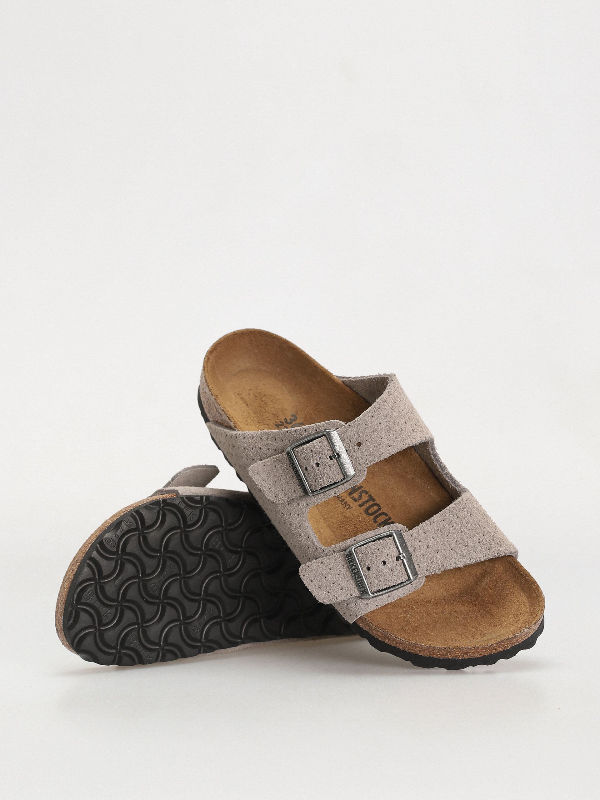 Birkenstock Arizona Suede Embossed Narrow Wmn Flip-flop papucsok (emboss dots stone coin)