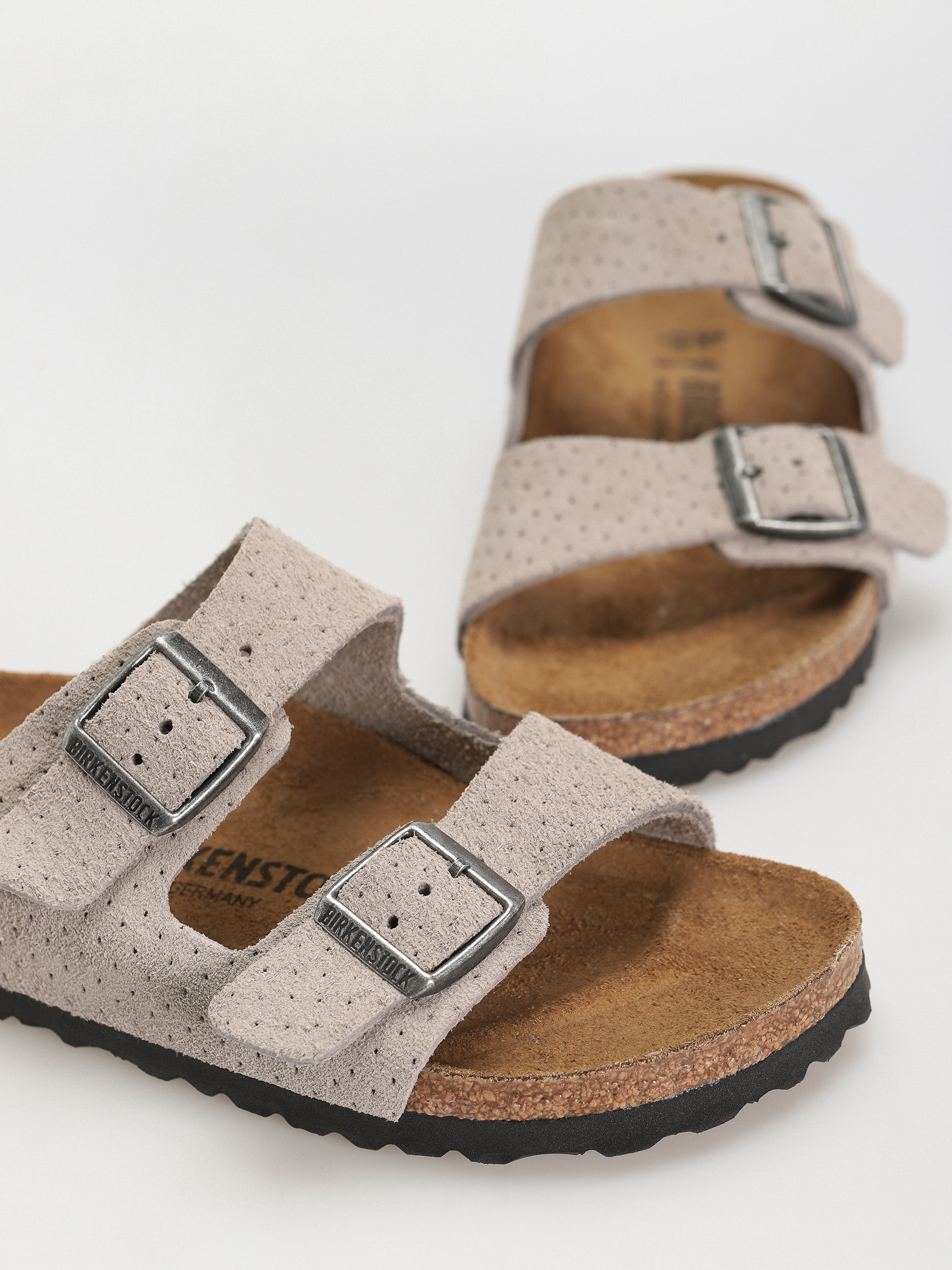 Birkenstock Arizona Suede Embossed Narrow Wmn Flip-flop papucsok (emboss dots stone coin)