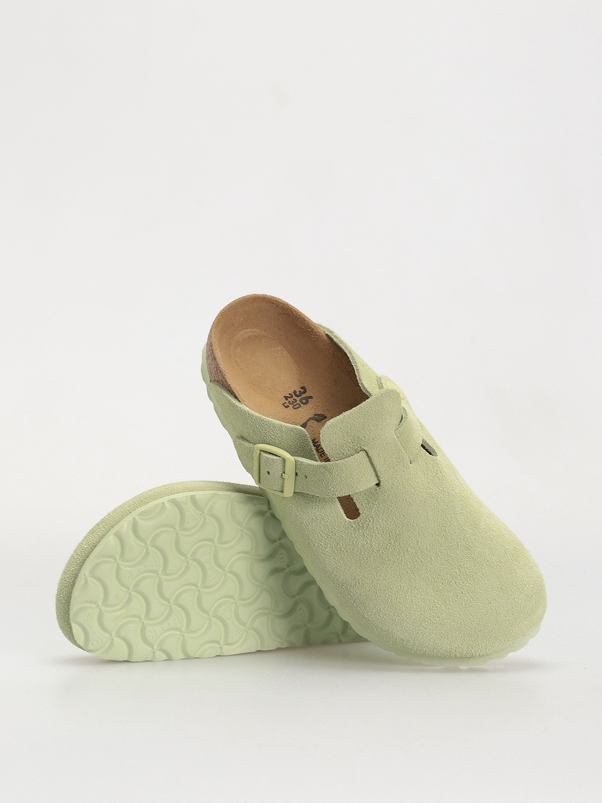 Birkenstock Boston Suede Leather Narrow Wmn Flip-flop papucsok (faded lime)