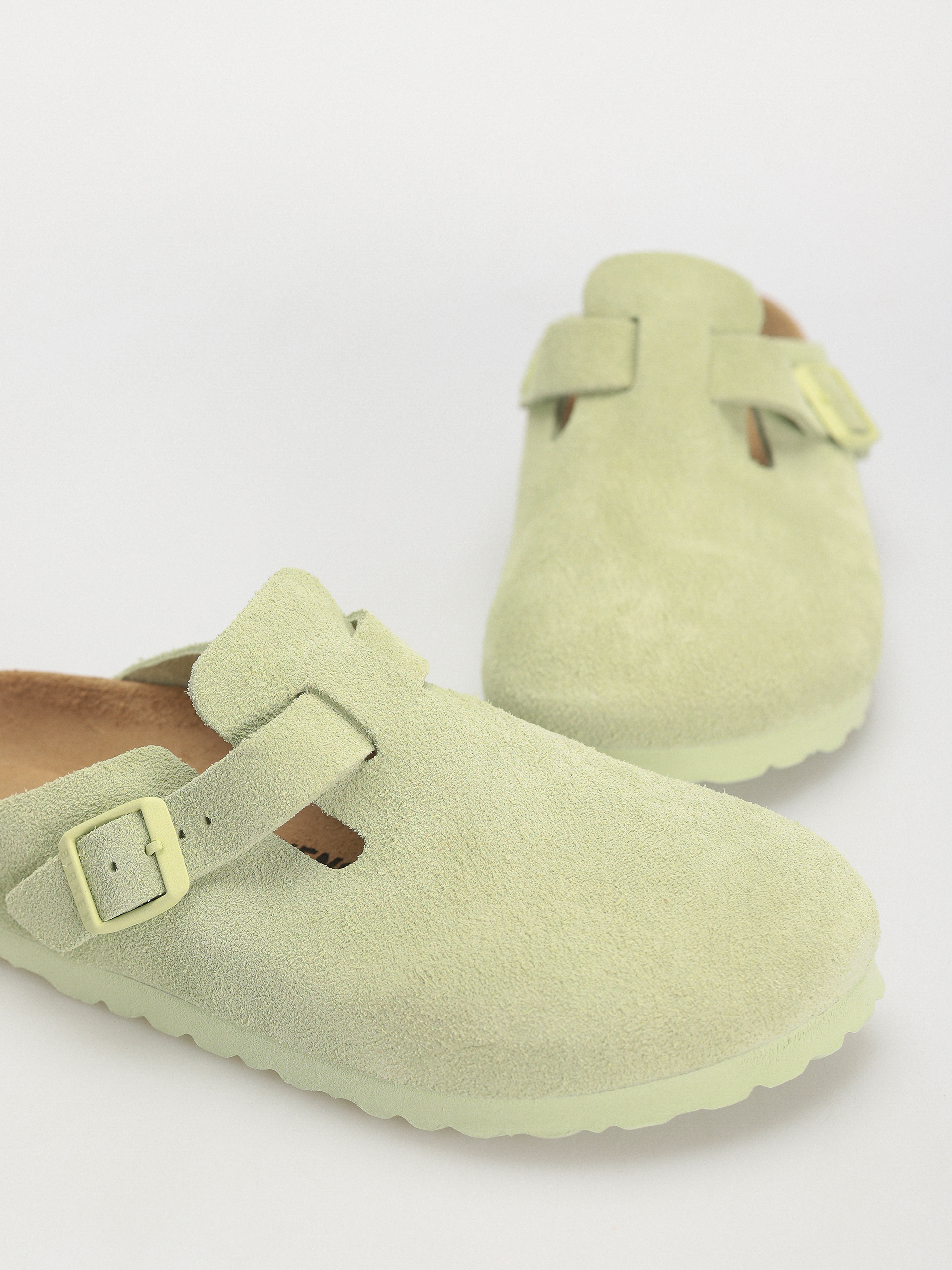 Birkenstock Boston Suede Leather Narrow Wmn Flip-flop papucsok (faded lime)