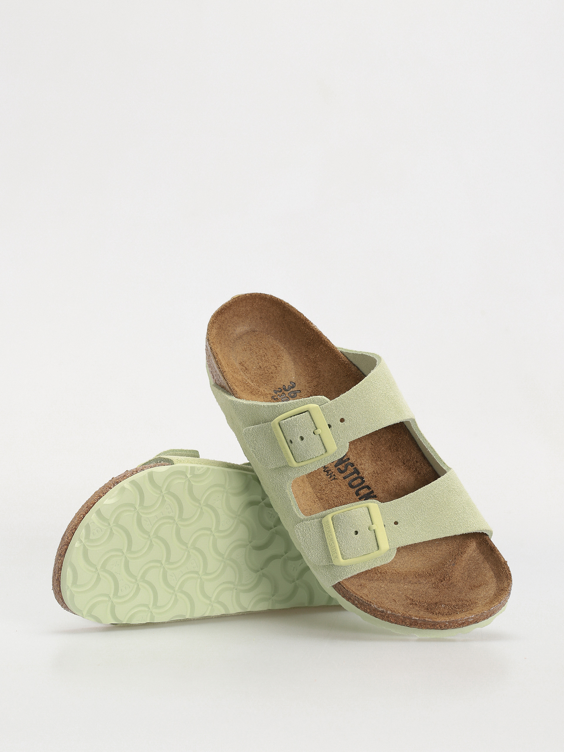 Birkenstock Arizona Suede Leather Narrow Wmn Flip-flop papucsok (faded lime)