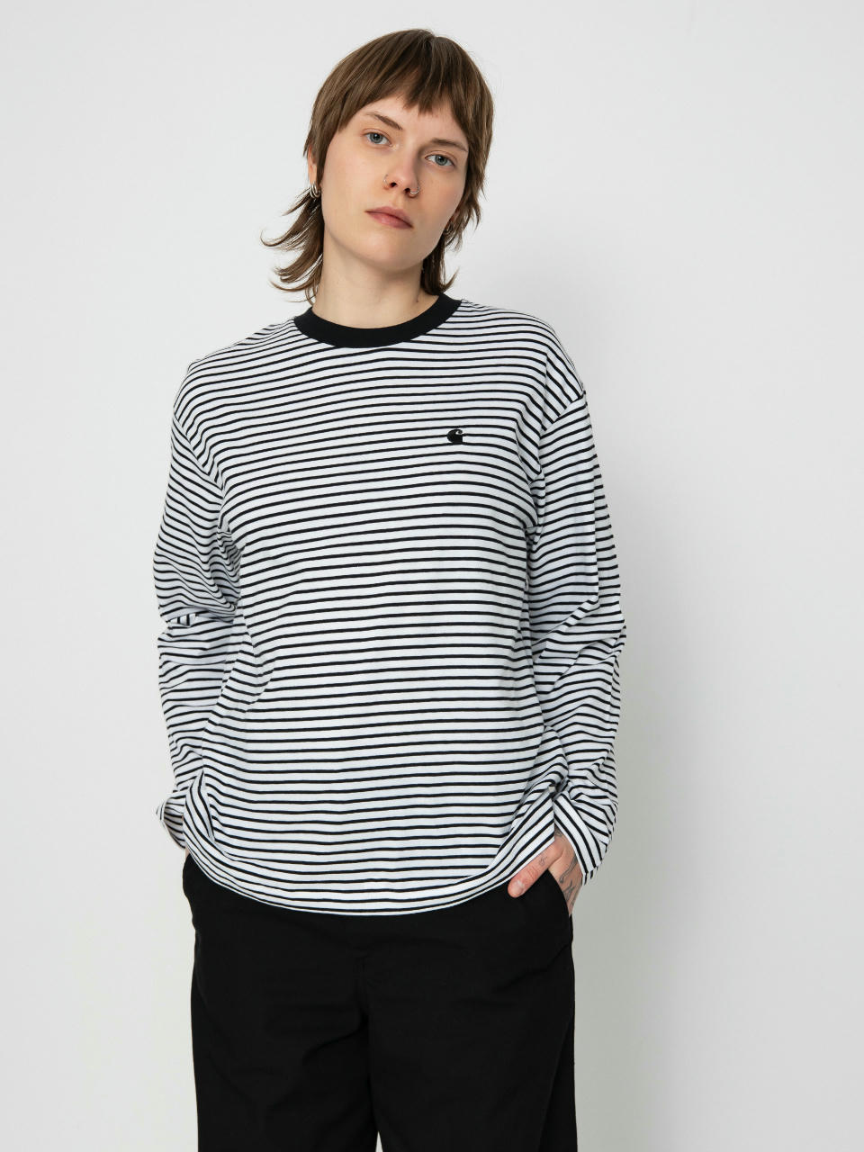 Hosszú ujjú felső Carhartt WIP Coleen Wmn (coleen stripe/white/black)