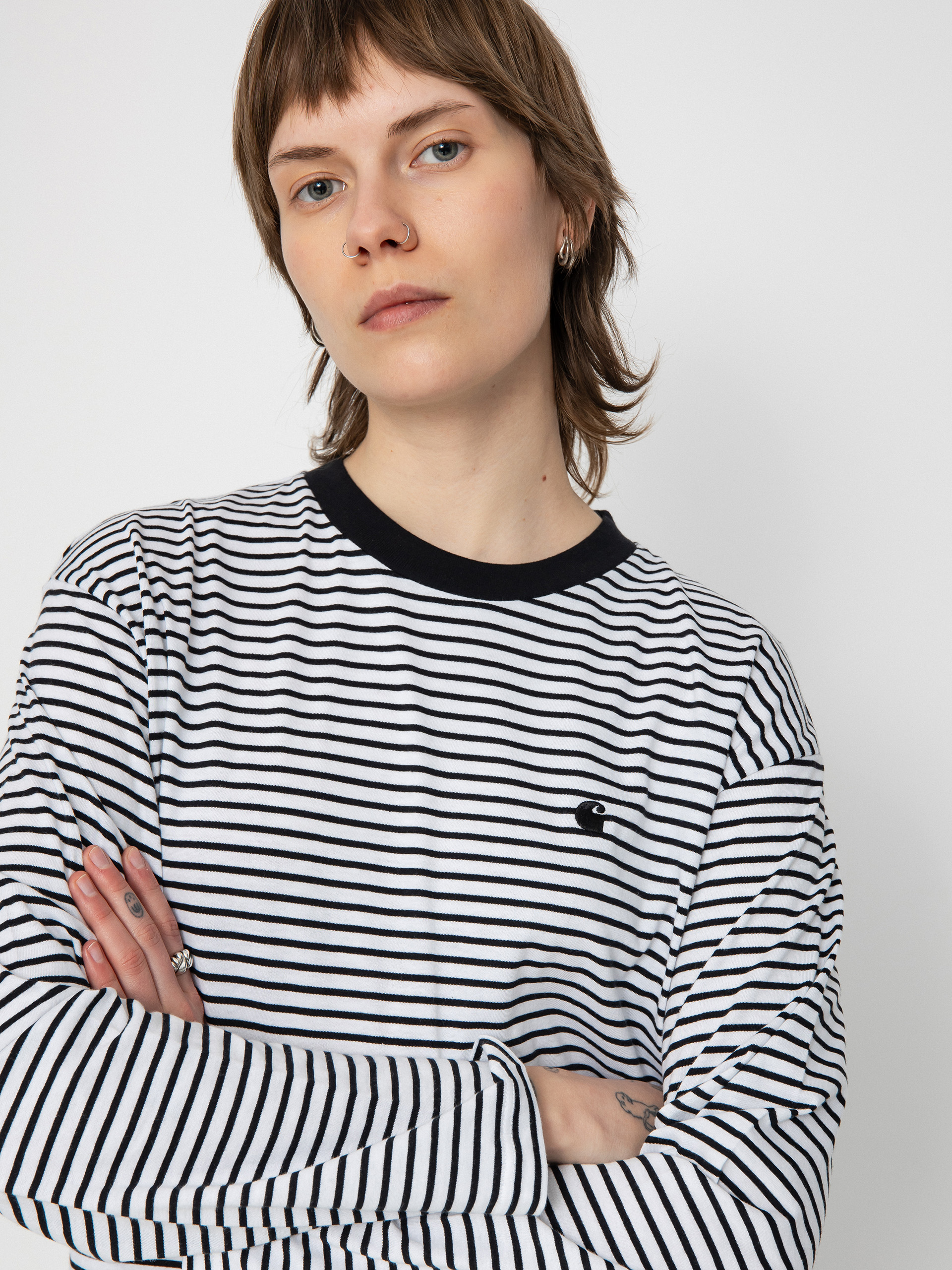 Hosszú ujjú felső Carhartt WIP Coleen Wmn (coleen stripe/white/black)
