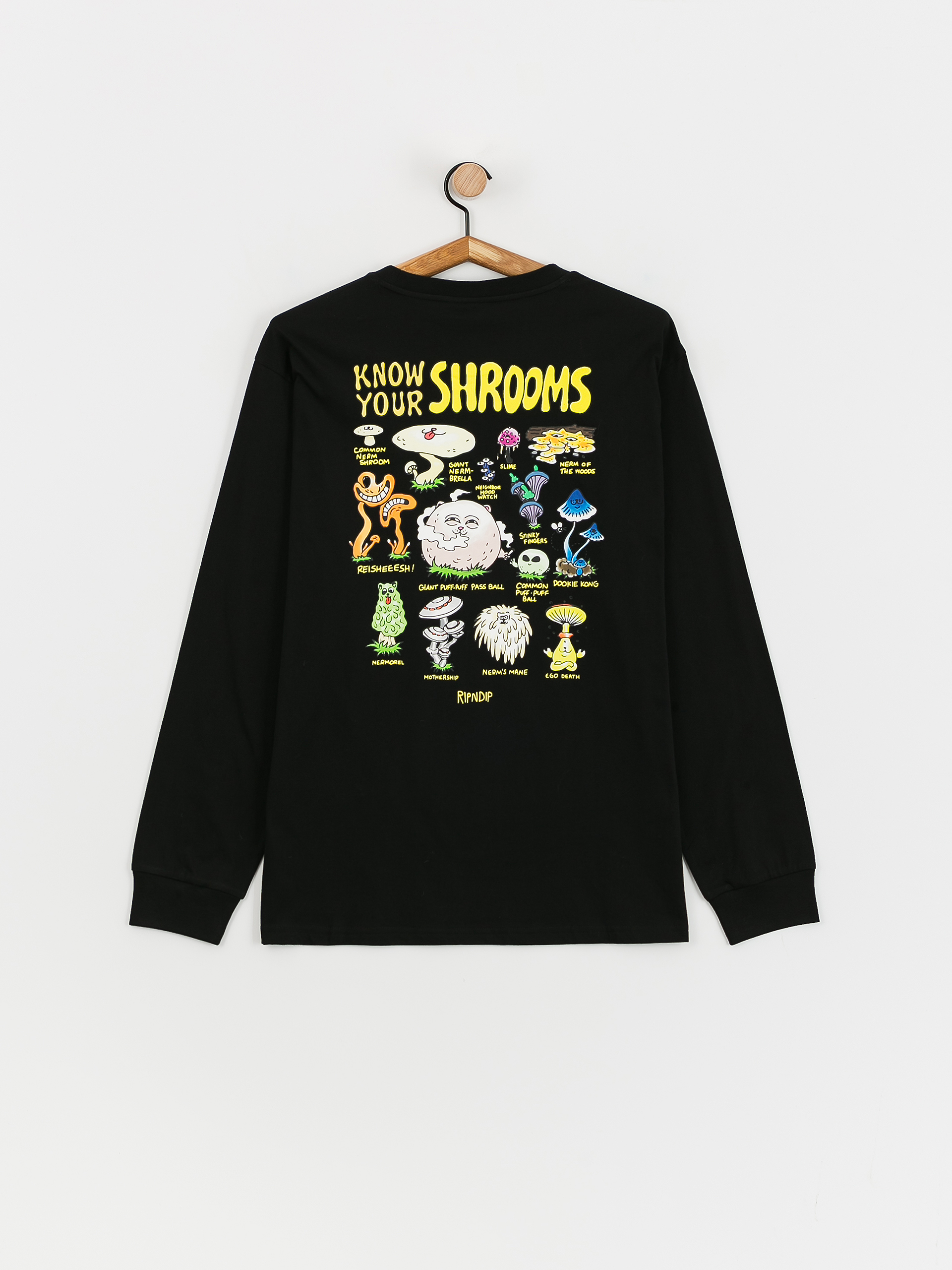 Hosszú ujjú felső RipNDip Know Ur Shrooms (black)