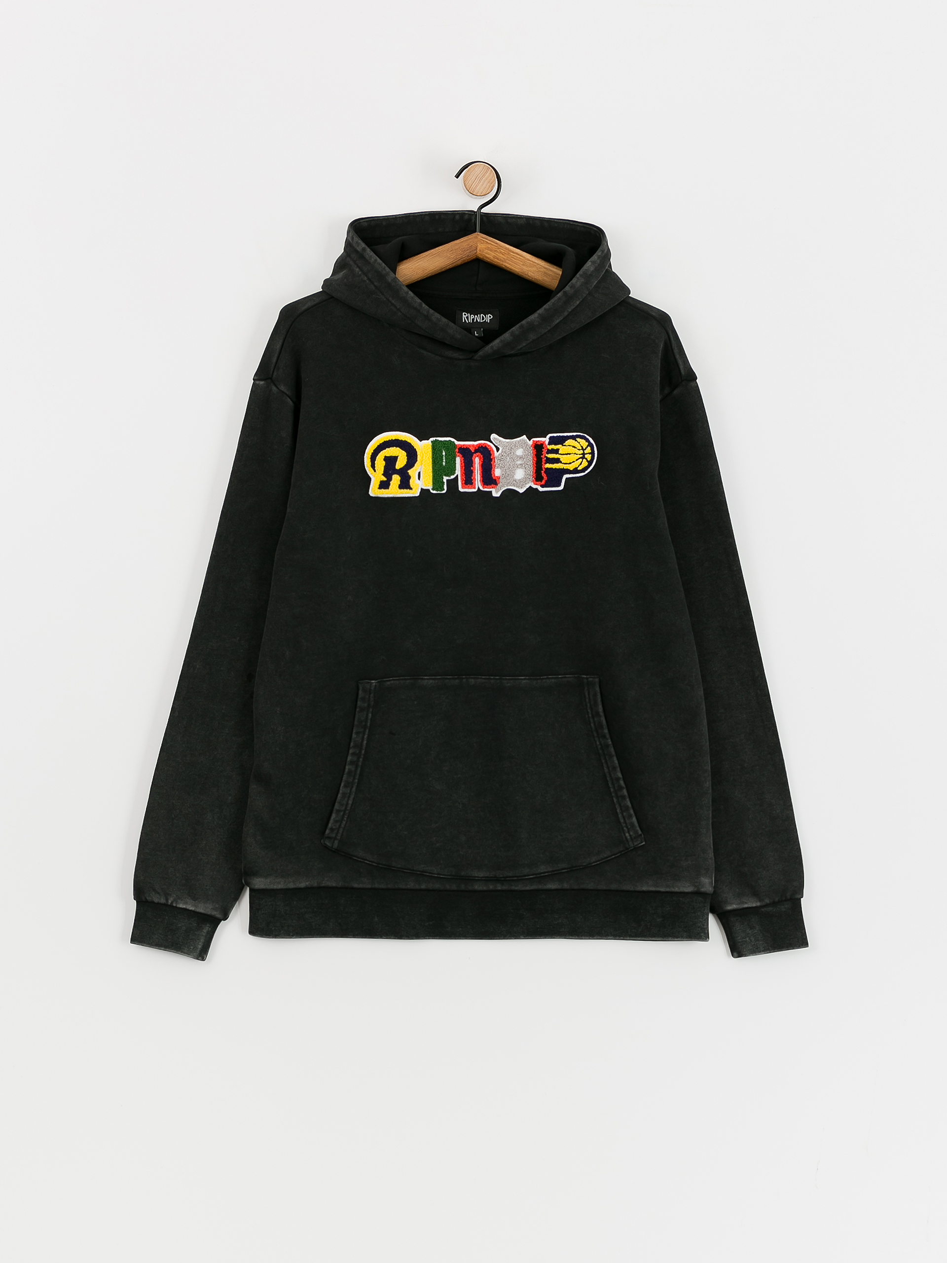 Kapucnis pulóver RipNDip Fan Fave HD (black wash)