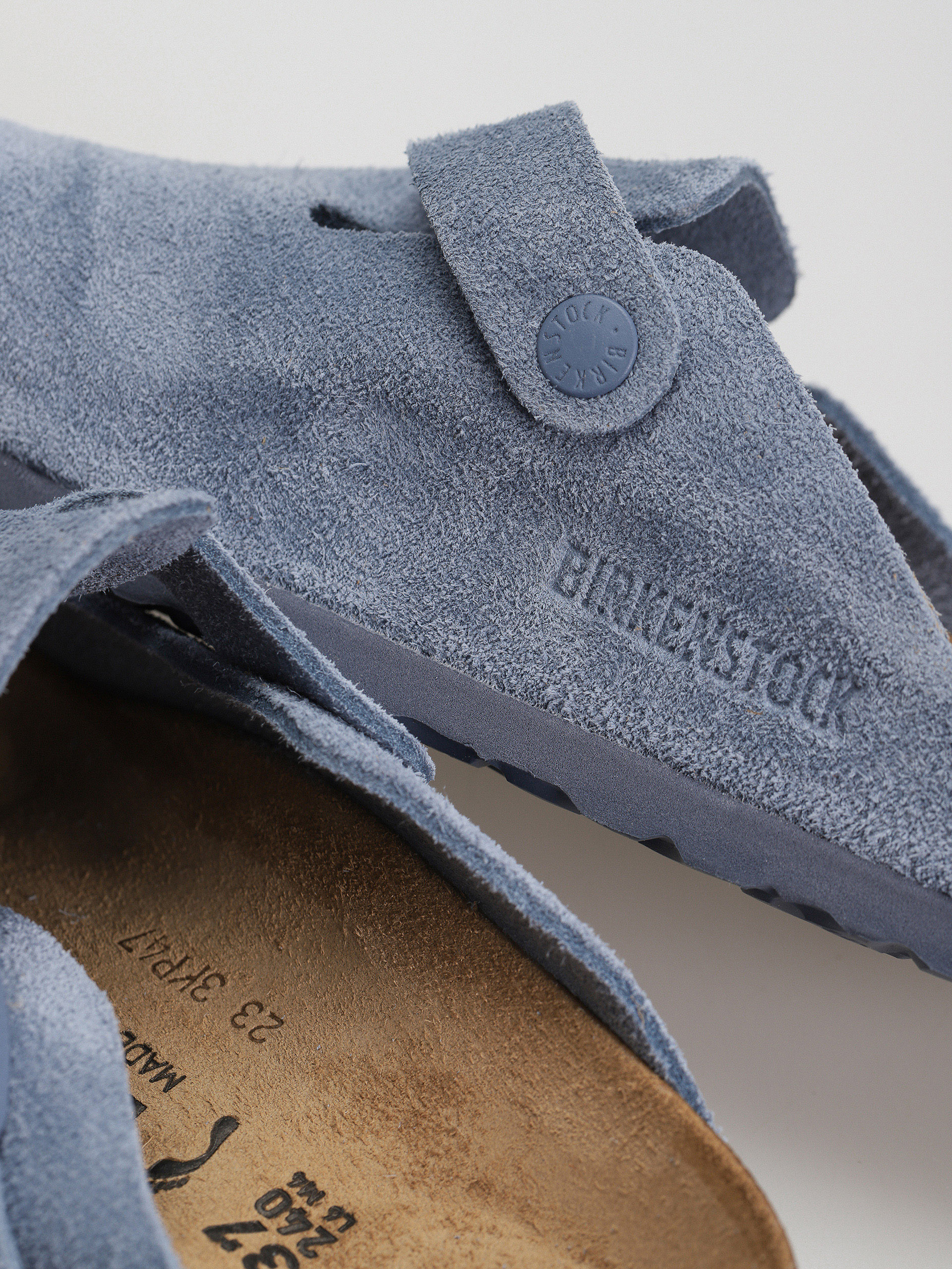 Birkenstock Boston Suede Leather Narrow Wmn Flip-flop papucsok (elemental blue)