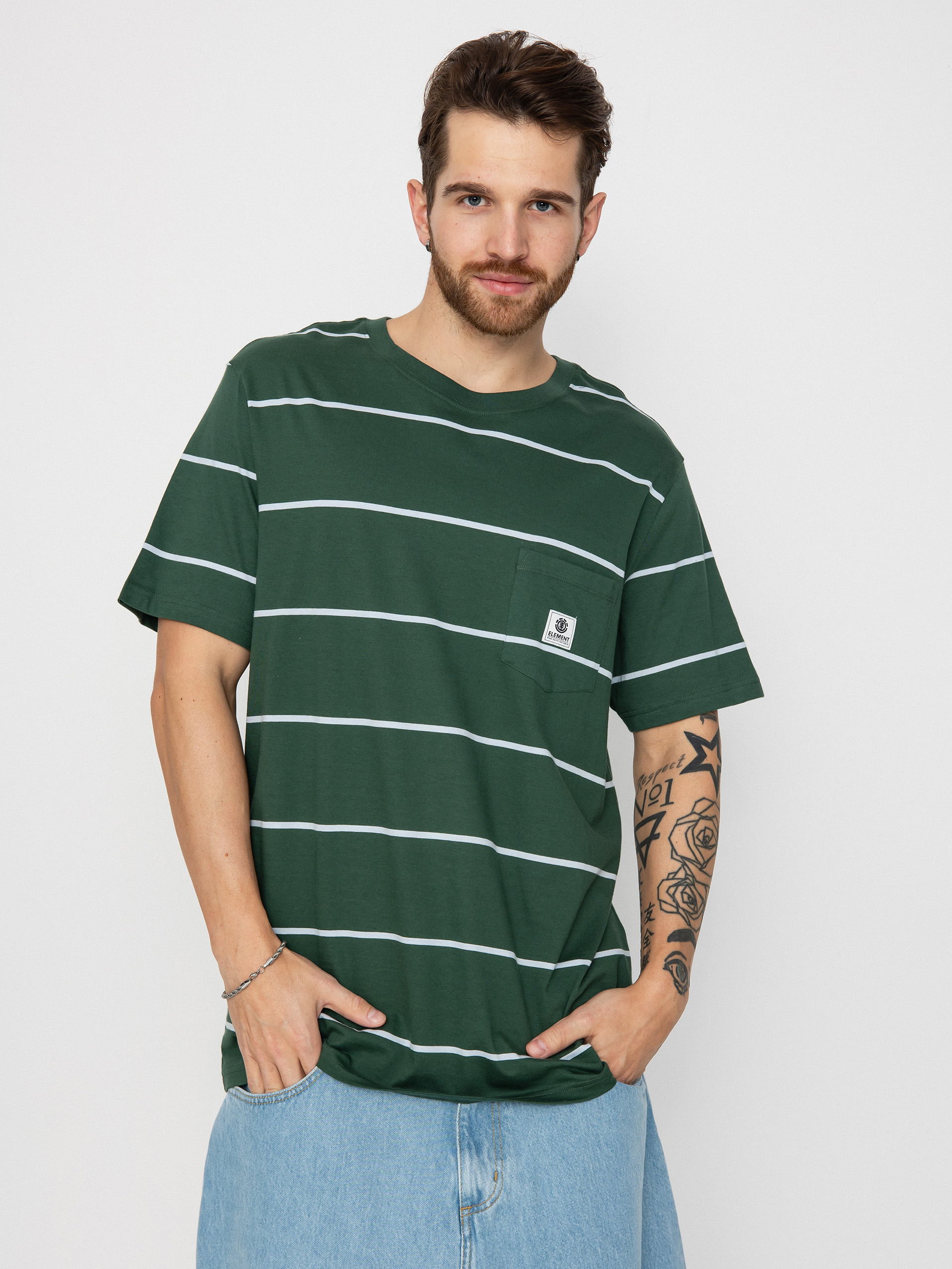 Element Basic Pocket Label Póló (garden topiary stripes)