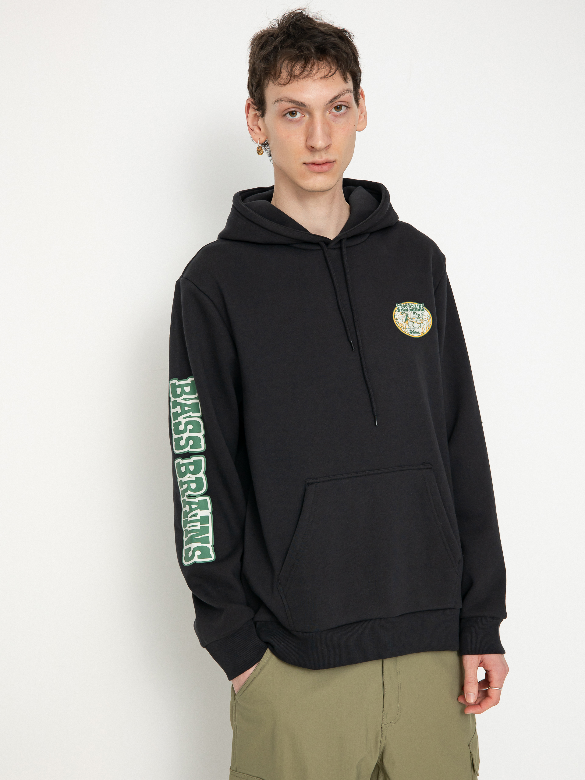 Kapucnis pulóver Brixton Bass Brains Swim HD (black)