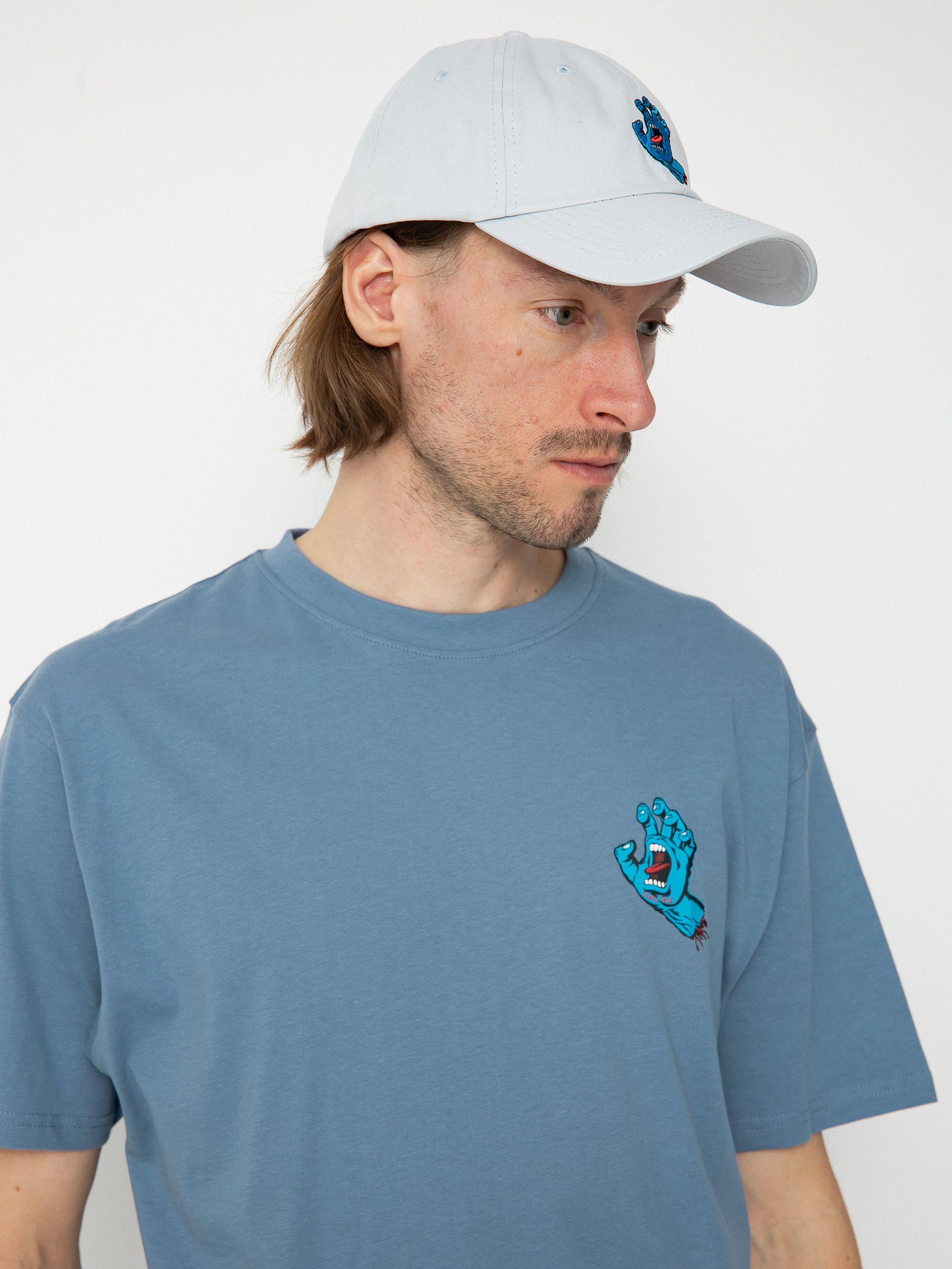 Santa Cruz Screaming Hand Chest Póló (dusty blue)