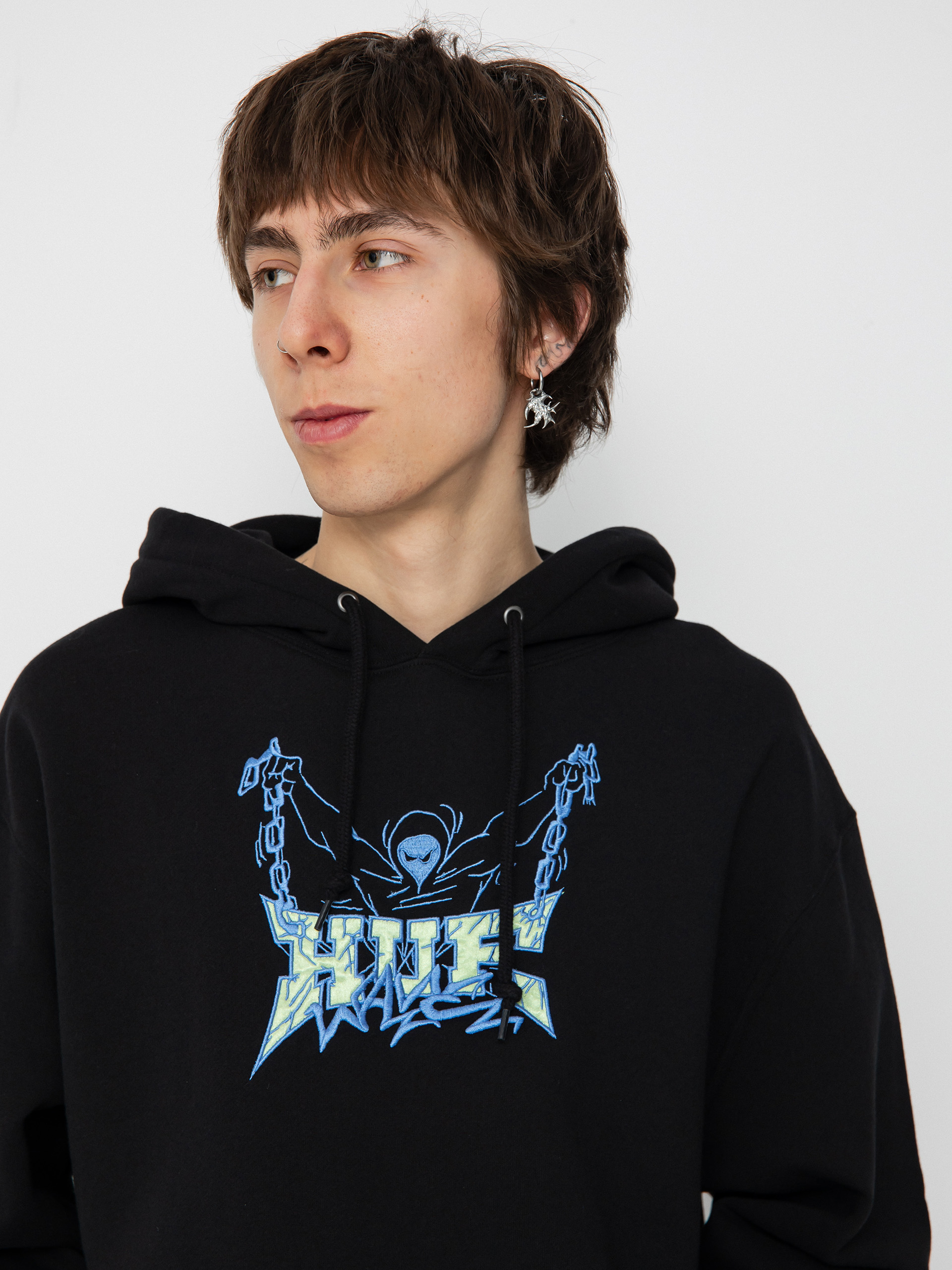 Kapucnis pulóver HUF Zine HD (black)