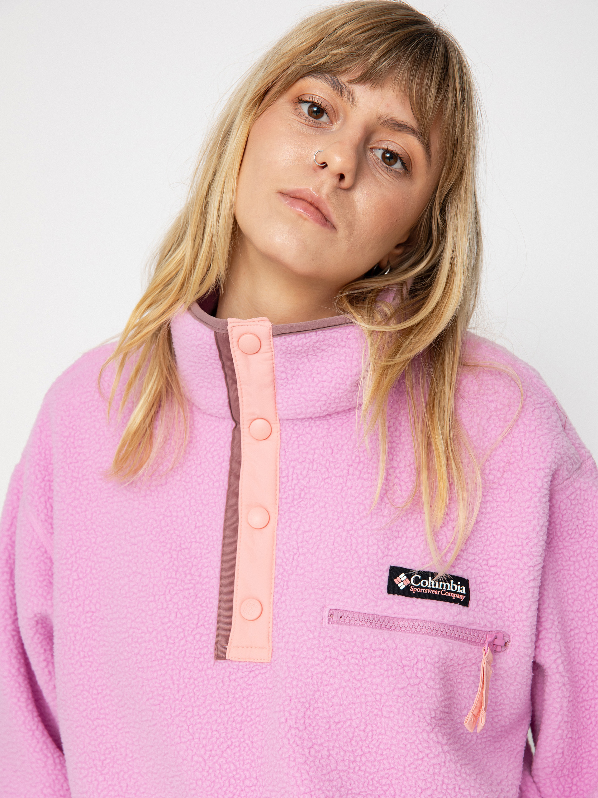 Női Columbia Helvetia Cropped Polár pulóver (cosmos/salmon rose/fig)