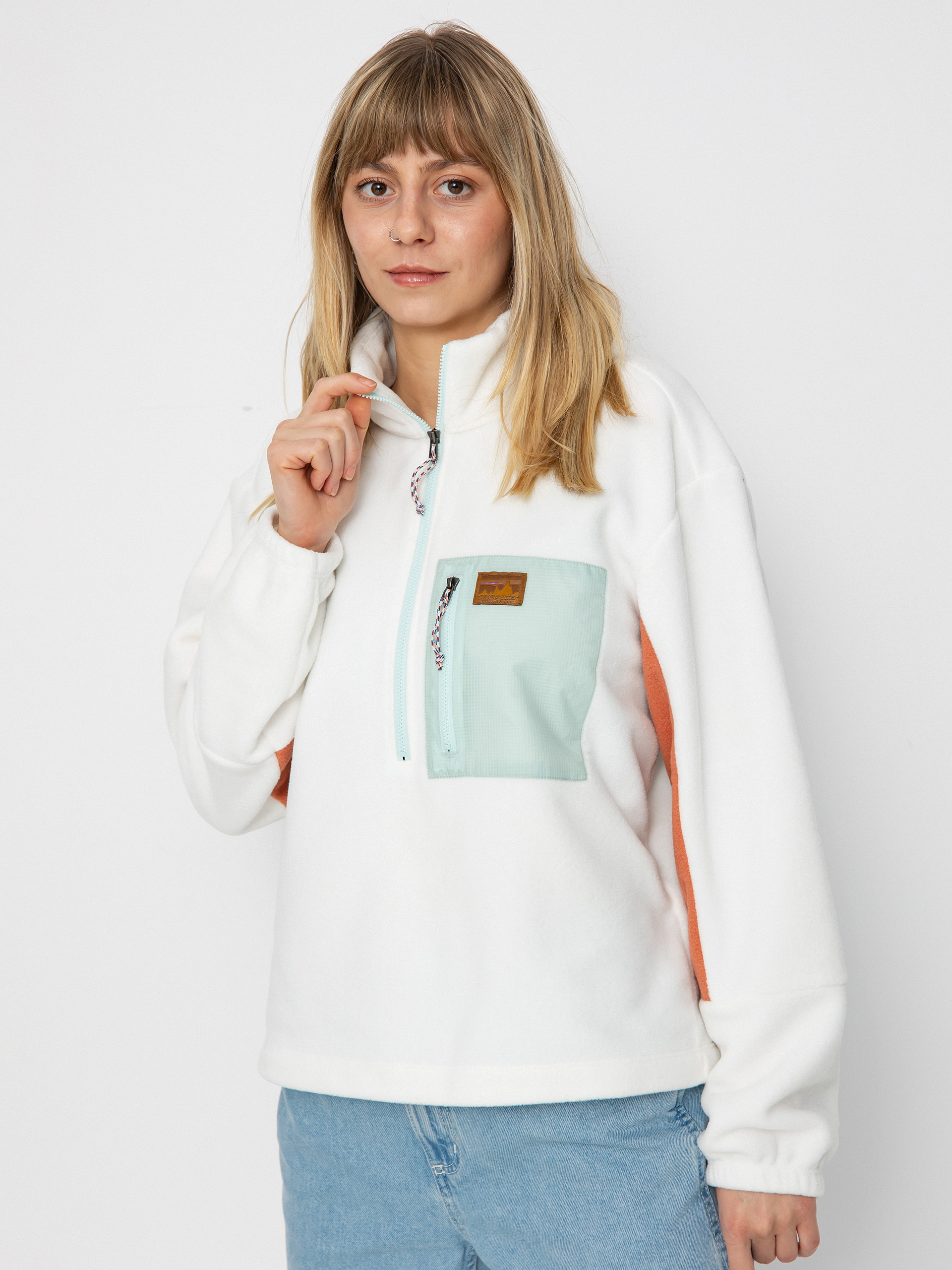 Női Patagonia Microdini 1/2 Zip Polár pulóver (birch white)