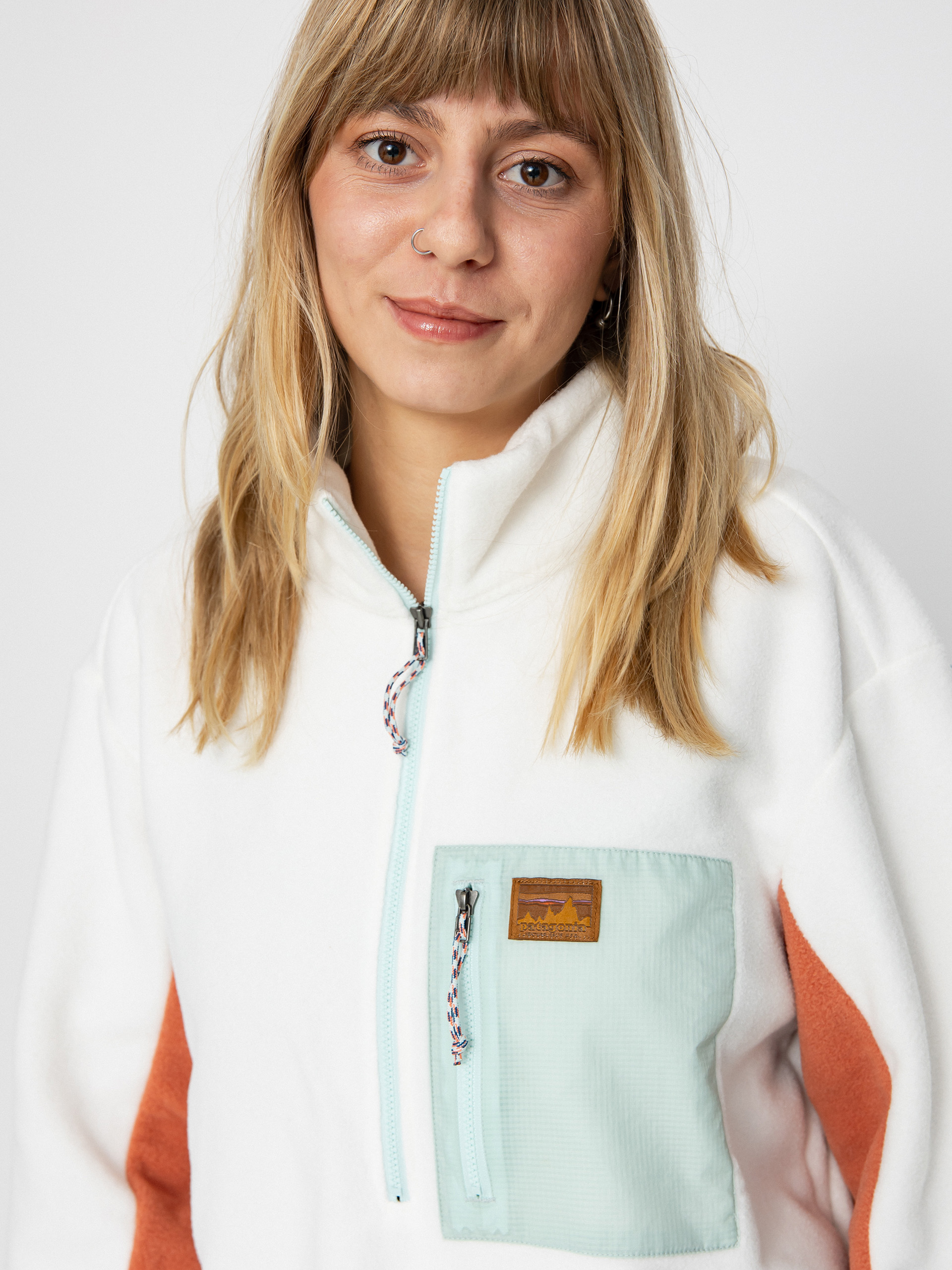 Női Patagonia Microdini 1/2 Zip Polár pulóver (birch white)