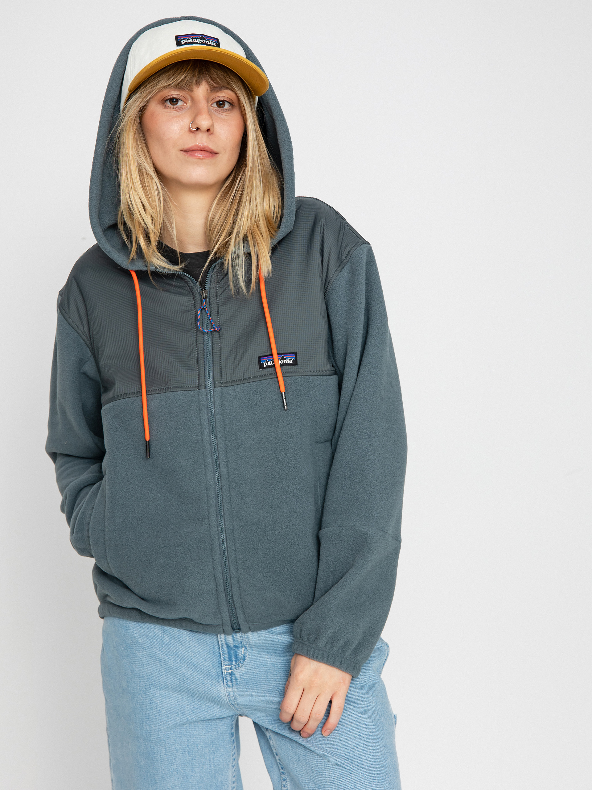 Női Patagonia Microdini Hoody Polár pulóver (nouveau green campfire orange)
