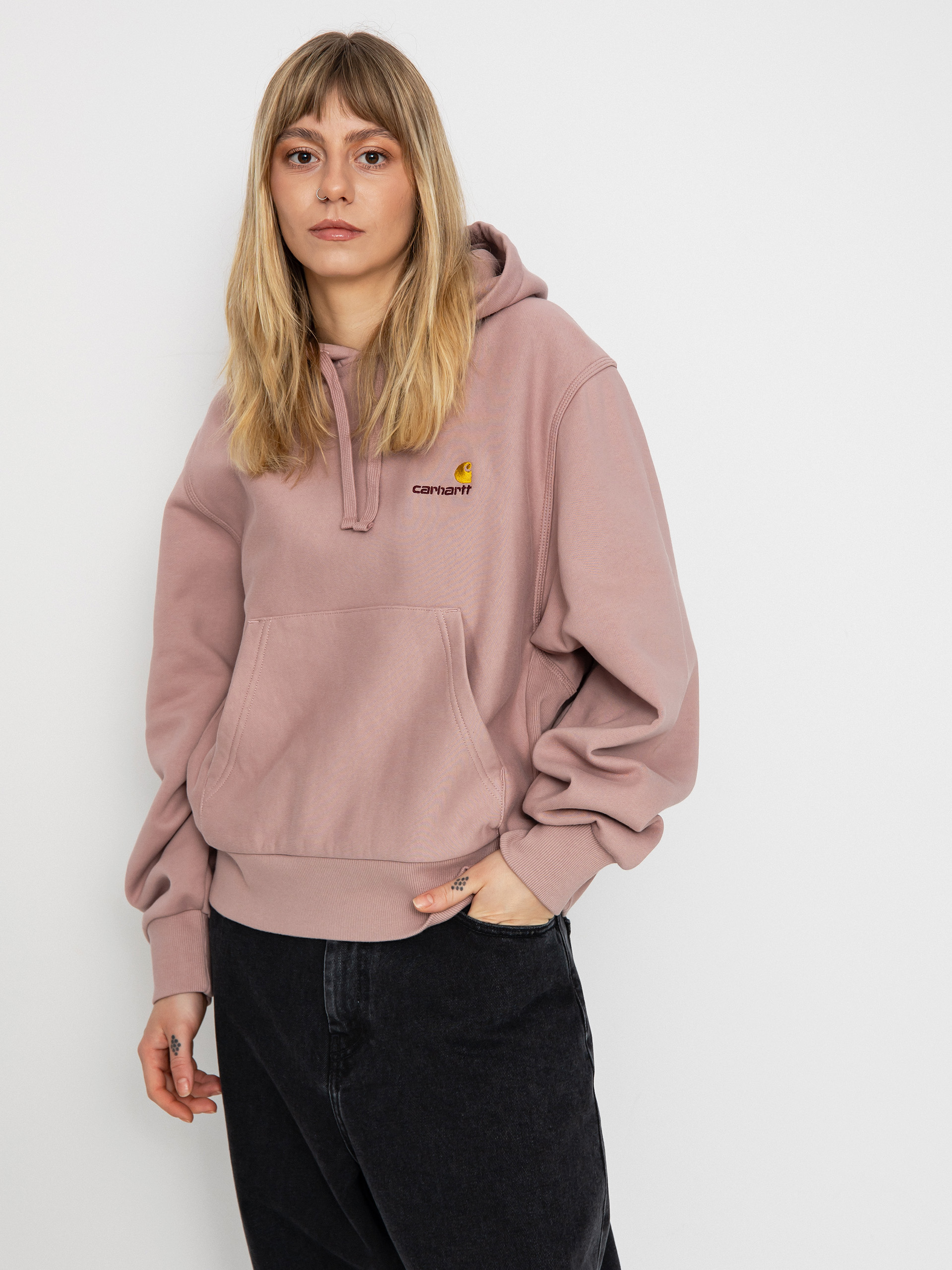 Carhartt WIP American Script HD Wmn Kapucnis pulóver (glassy pink)