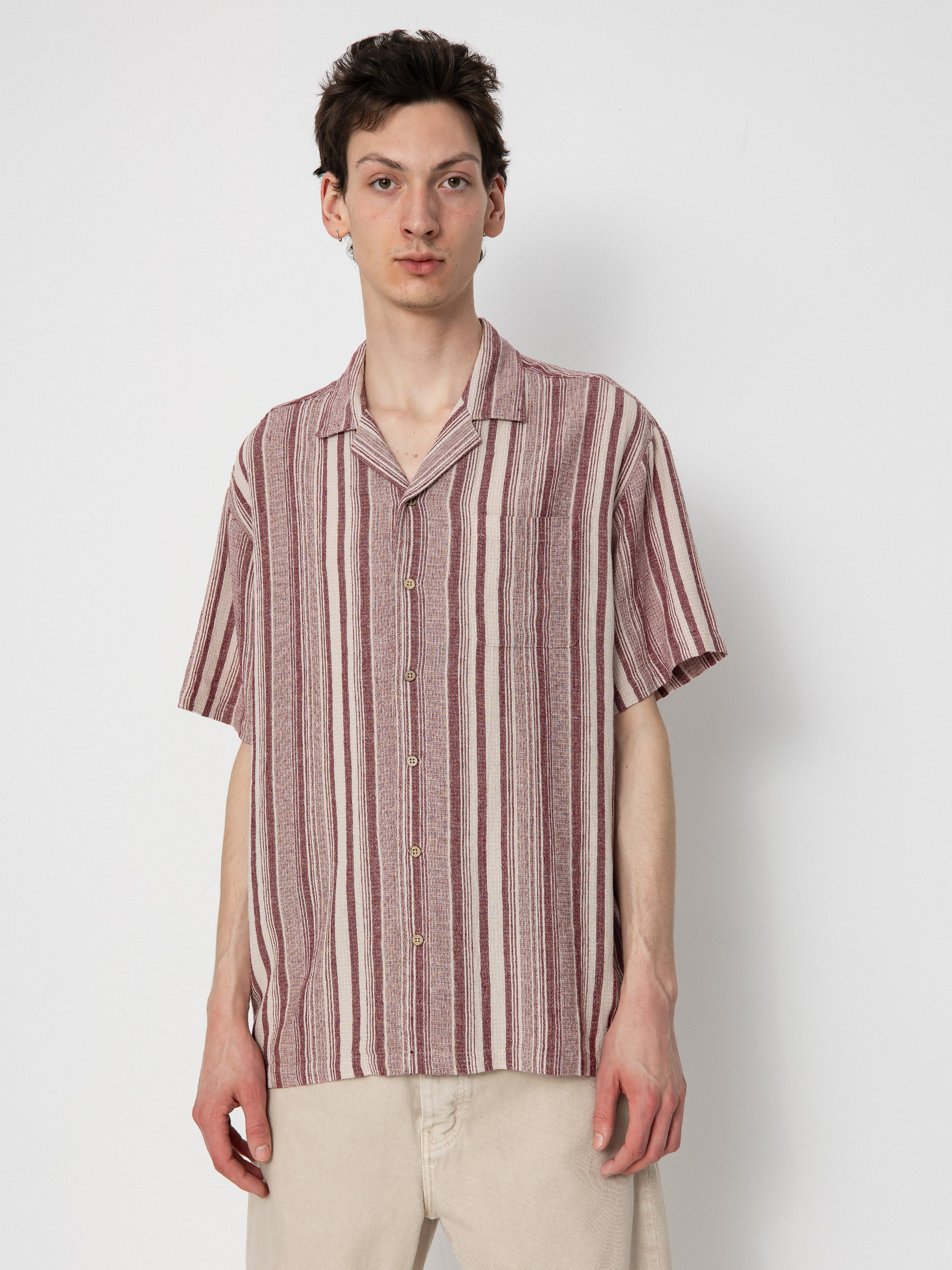 Brixton Bunker Seersucker Ing (cranberry juice/off white)