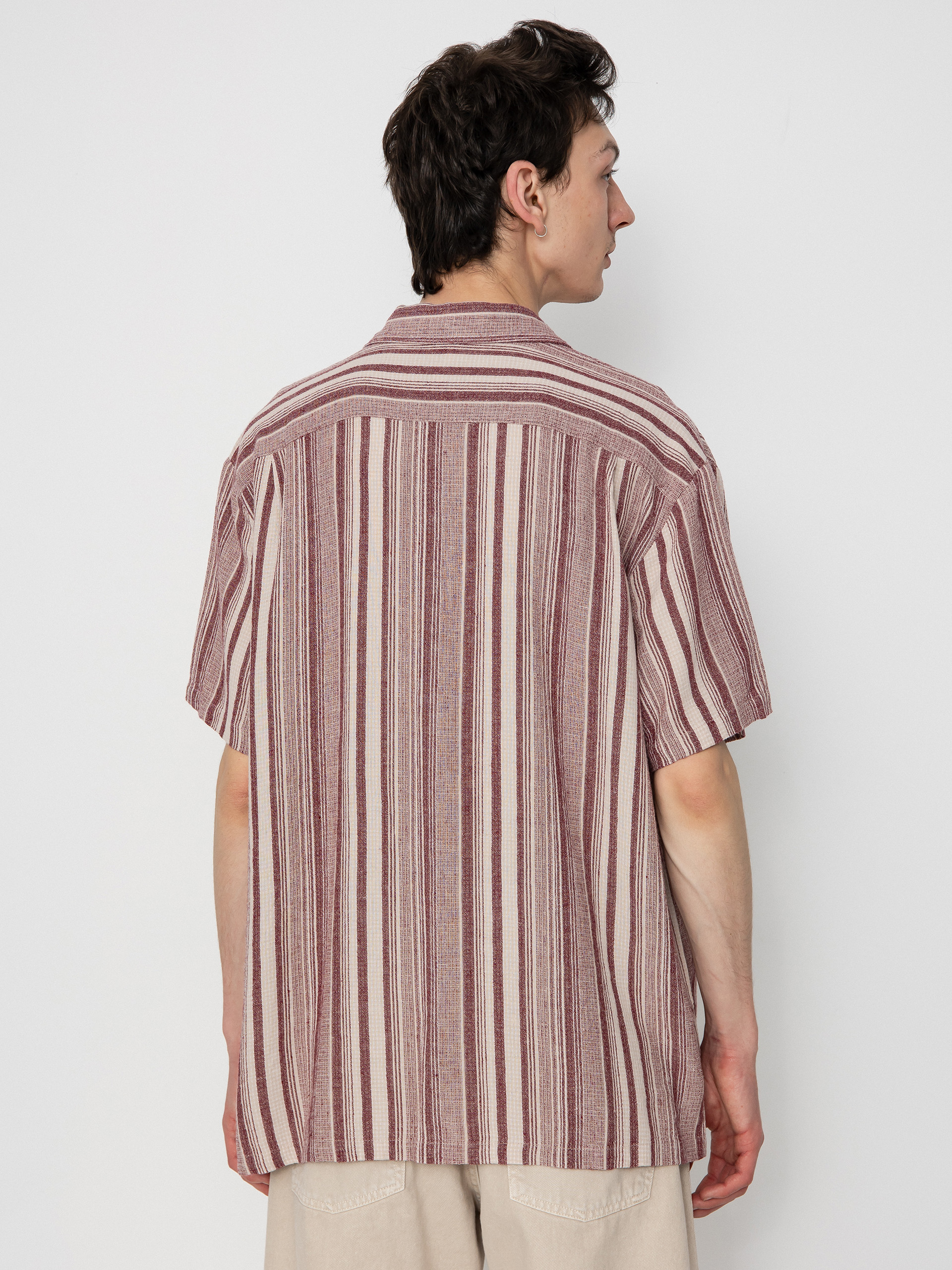 Brixton Bunker Seersucker Ing (cranberry juice/off white)