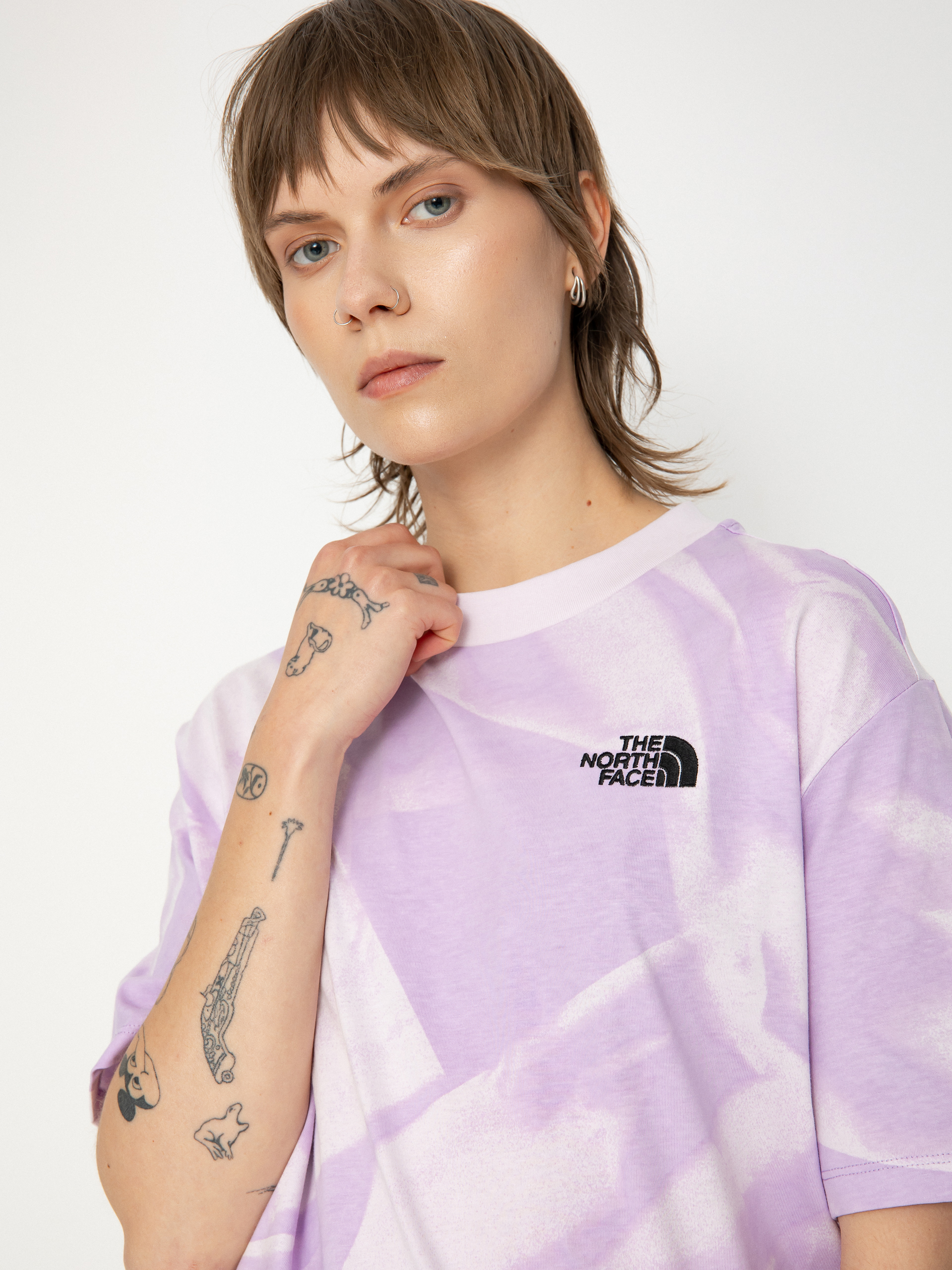The North Face Oversize Simple Dome Print Wmn Póló (icy lilac garment fold)