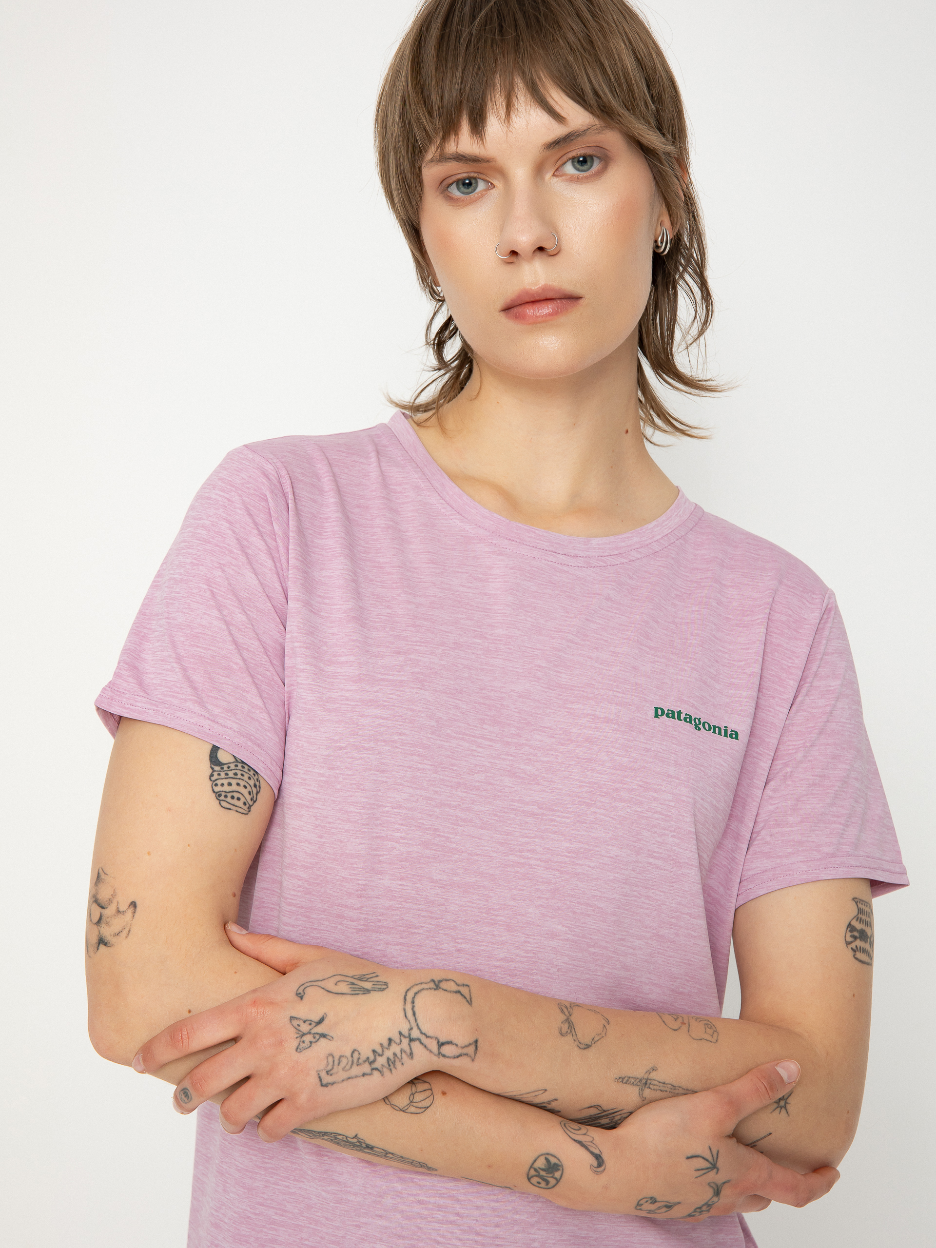 Patagonia Cap Cool Daily Graphic Wmn Póló (boardshort logo milkweed mauve x-dye)