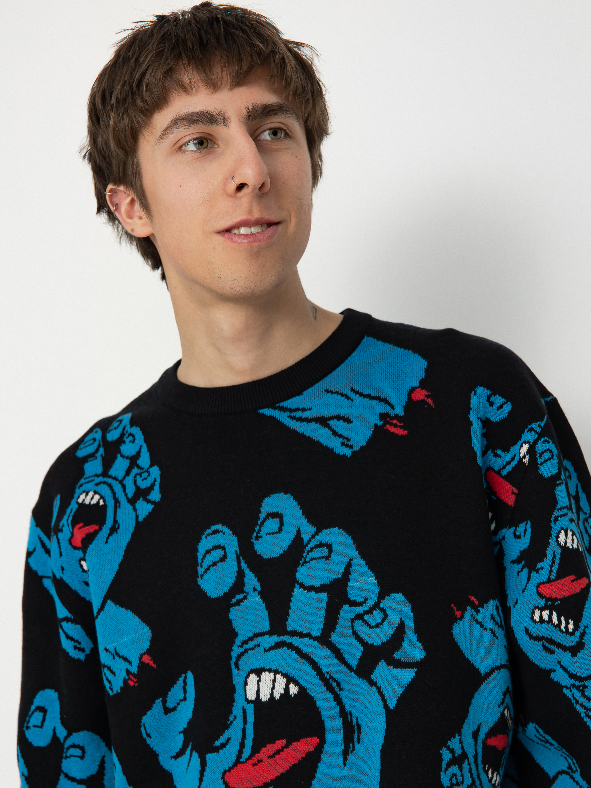 Santa Cruz Hands All Over Knit Pulóver (black)