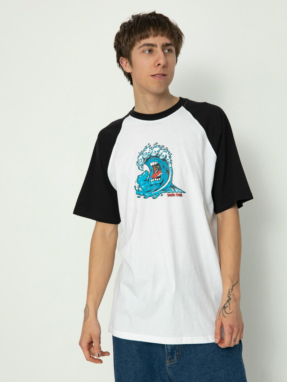 Santa Cruz Screaming Wave Front Raglan Póló (white/black)