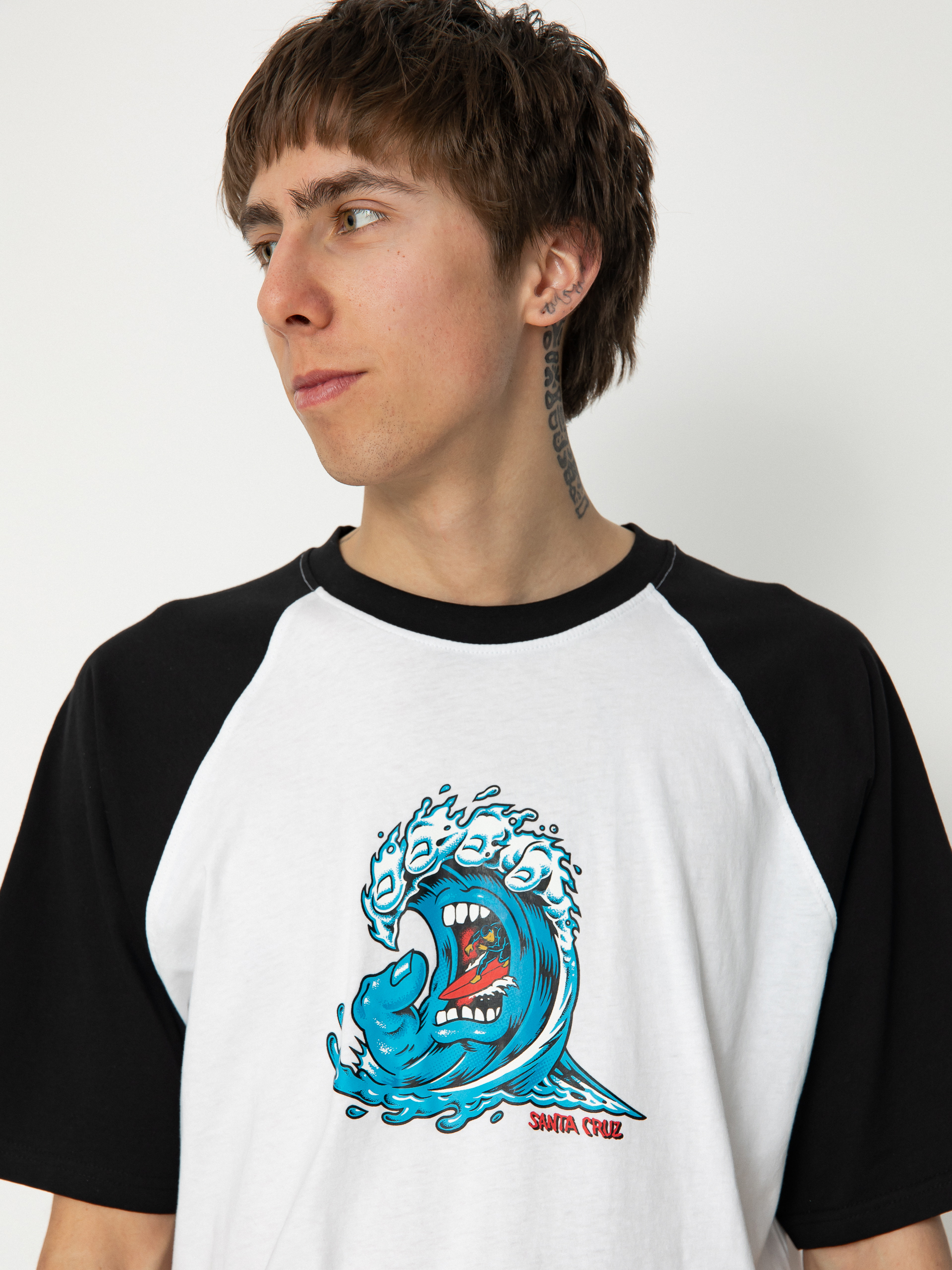 Santa Cruz Screaming Wave Front Raglan Póló (white/black)