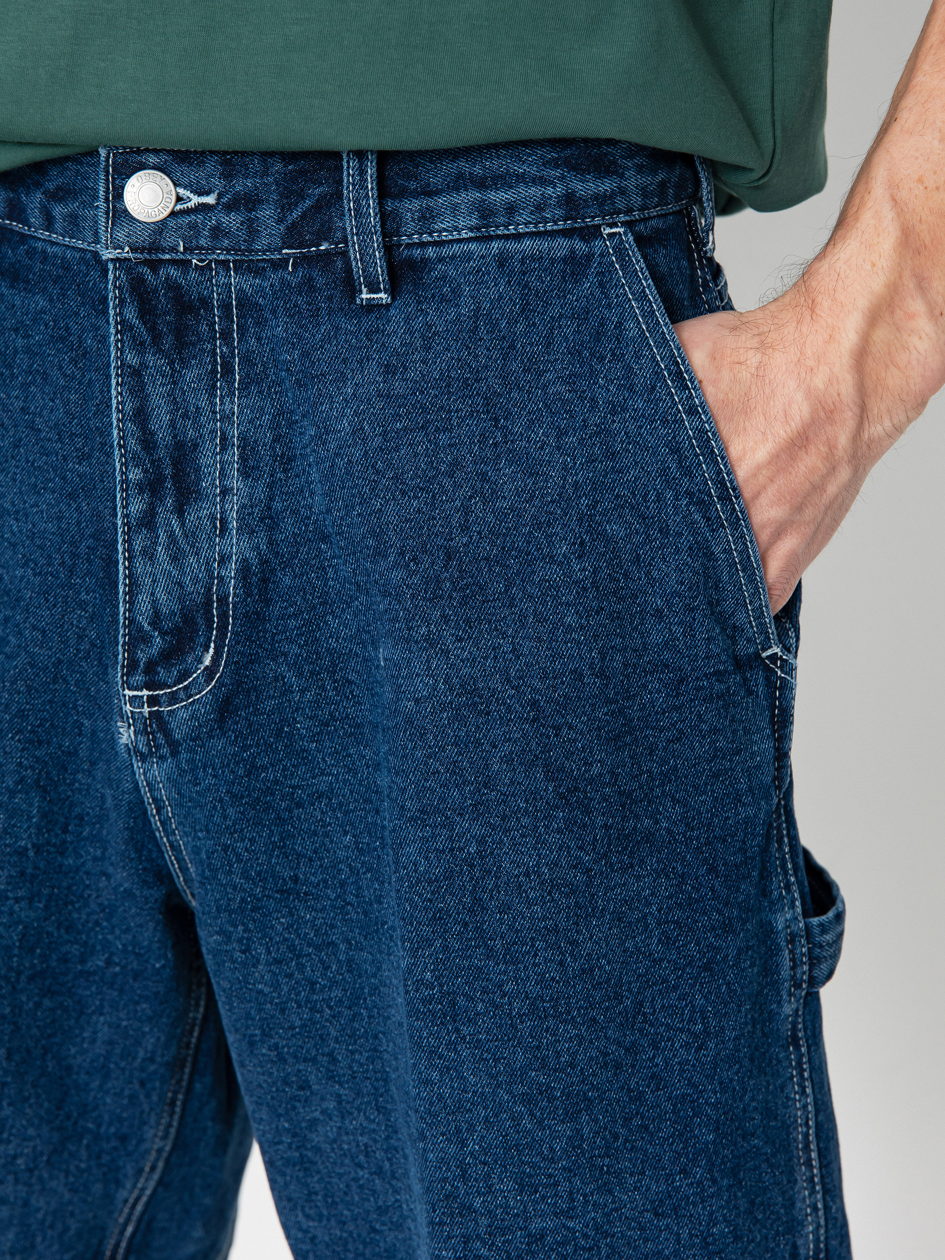 OBEY Bigwig Denim Carpenter Rövidnadrág (stone wash indigo)