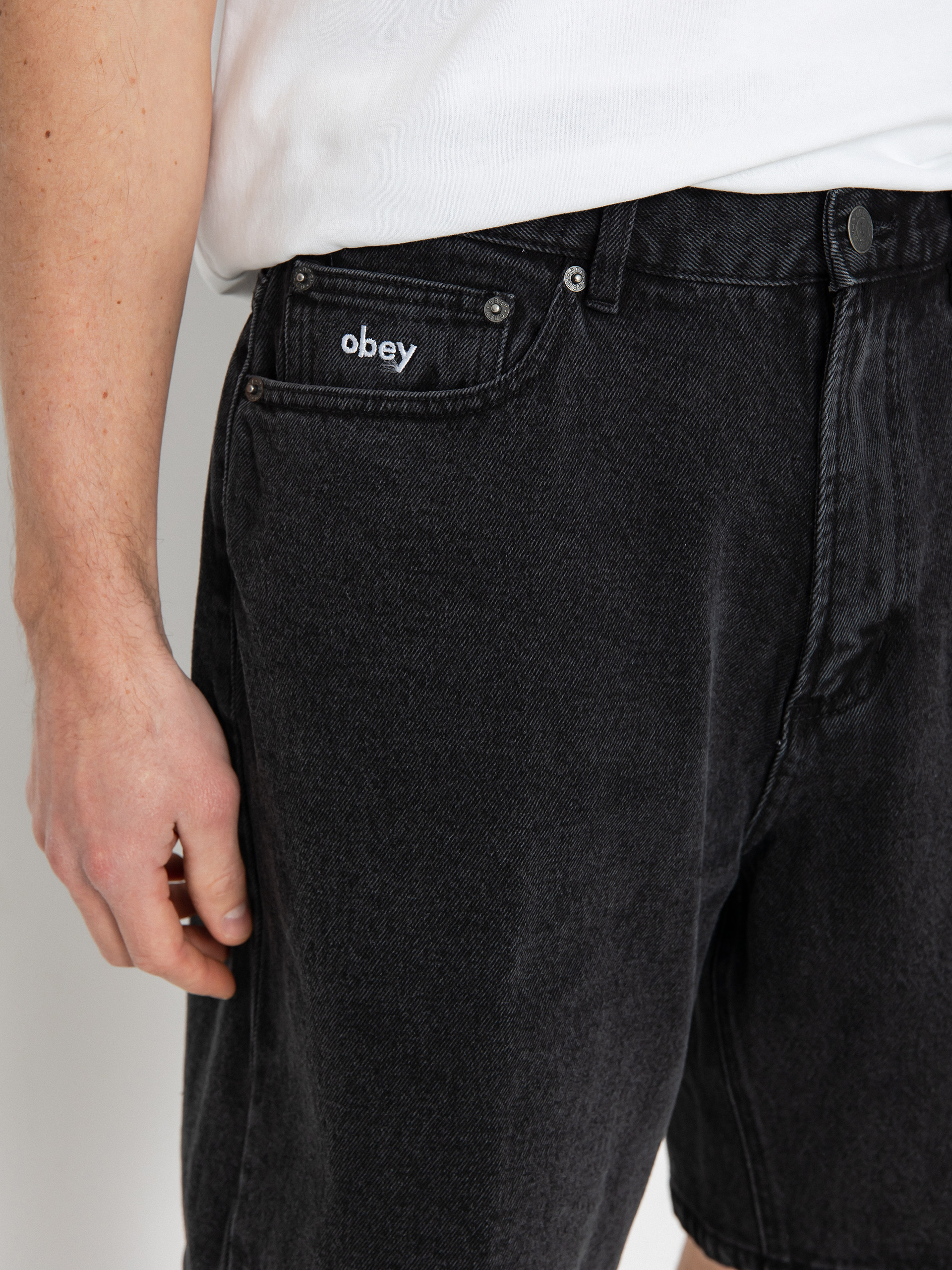OBEY Bigwig Baggy Denim Rövidnadrág (faded black)