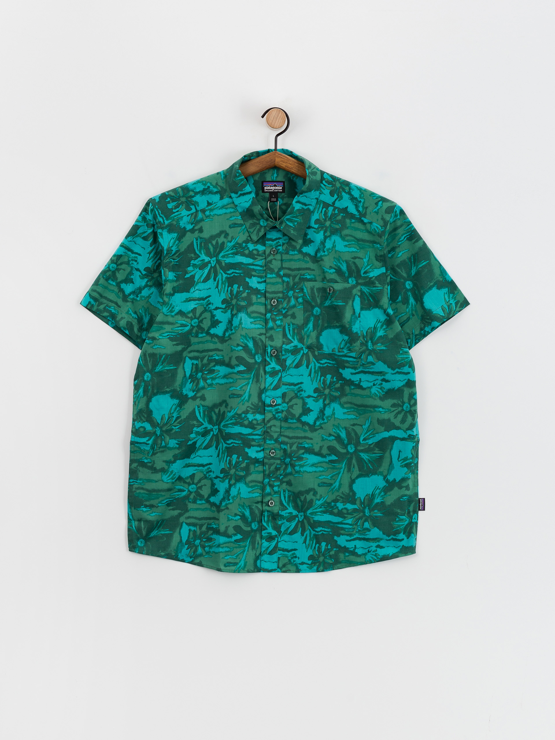 Patagonia Go To Shirt Ing (cliffs and waves conifer green)